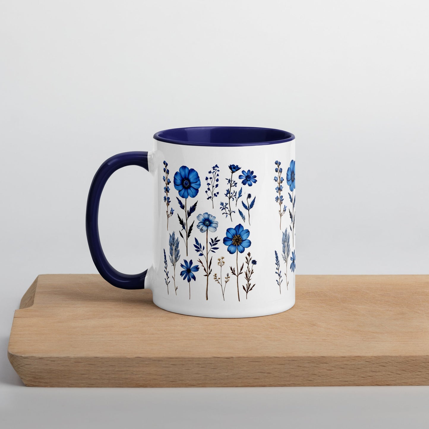 Blue Wildflowers Mug With Color Inside (11 oz and 15 oz) - Mugs - Discovery Co.