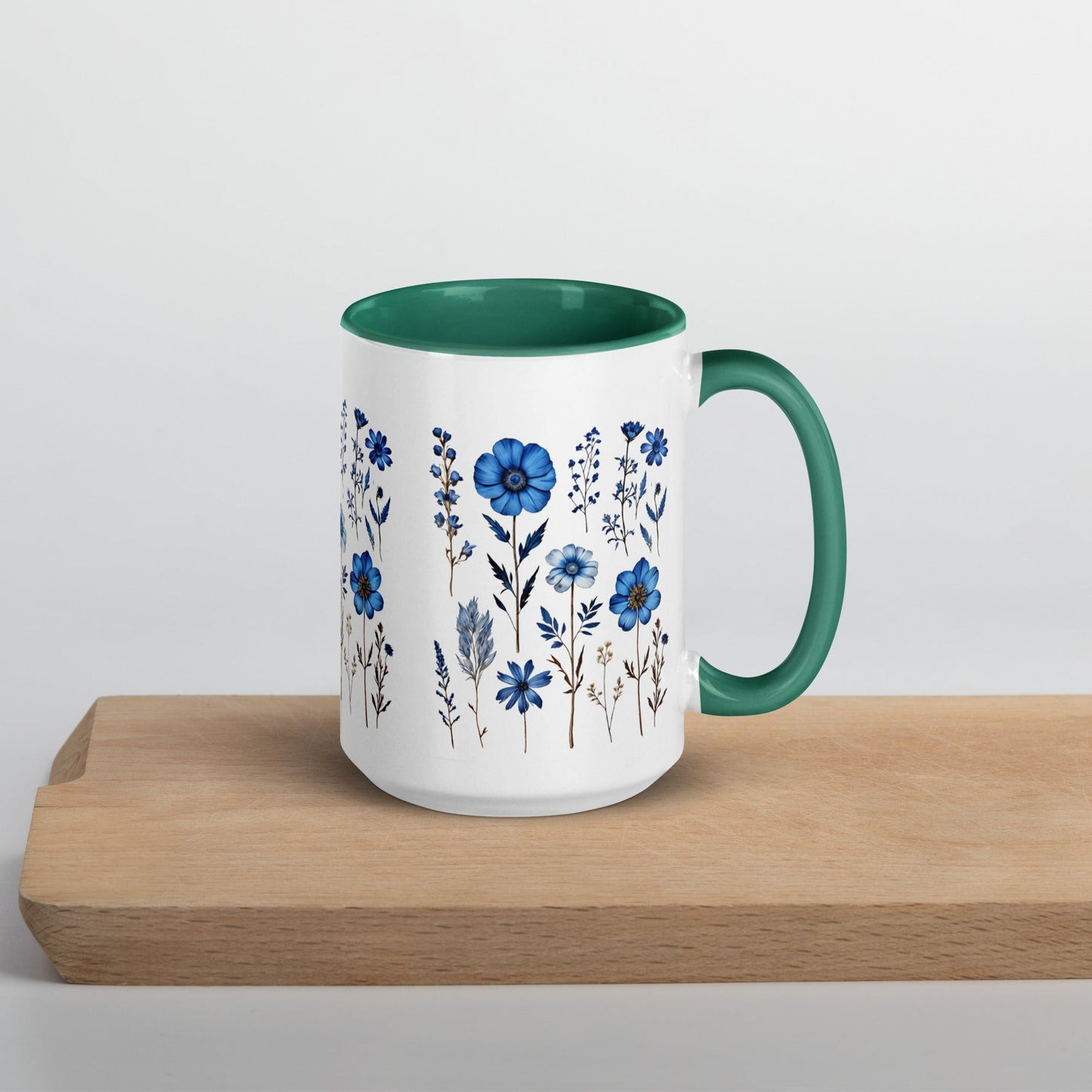 Blue Wildflowers Mug With Color Inside (11 oz and 15 oz) - Mugs - Discovery Co.