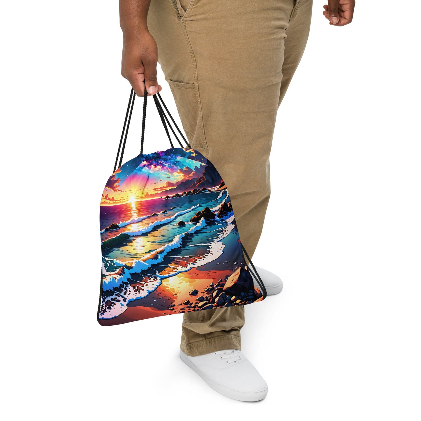 Bright Rocky Shore Drawstring Bag - Drawstring Bag - Discovery Co.