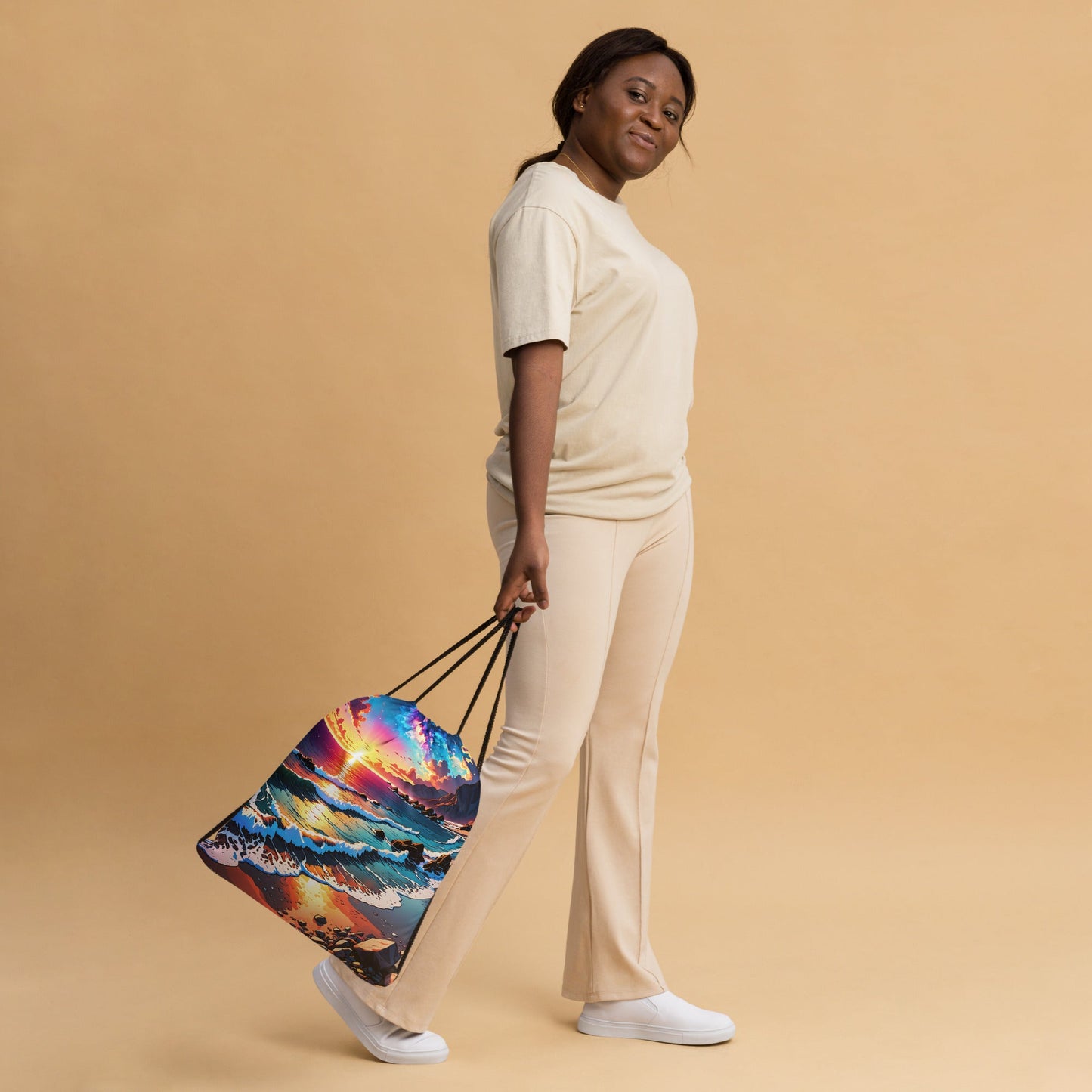 Bright Rocky Shore Drawstring Bag - Drawstring Bag - Discovery Co.