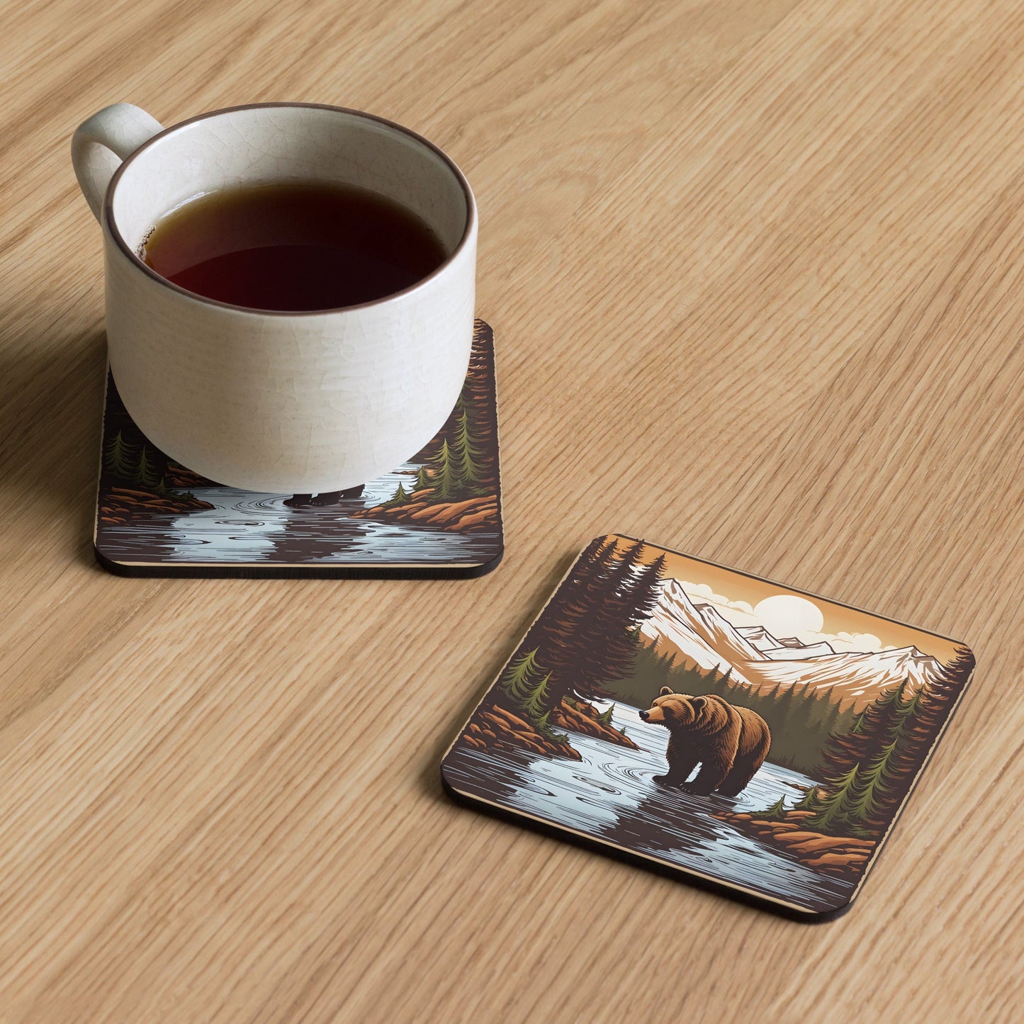 Brown Bear In The River Cork - back Coaster - Coasters - Discovery Co.