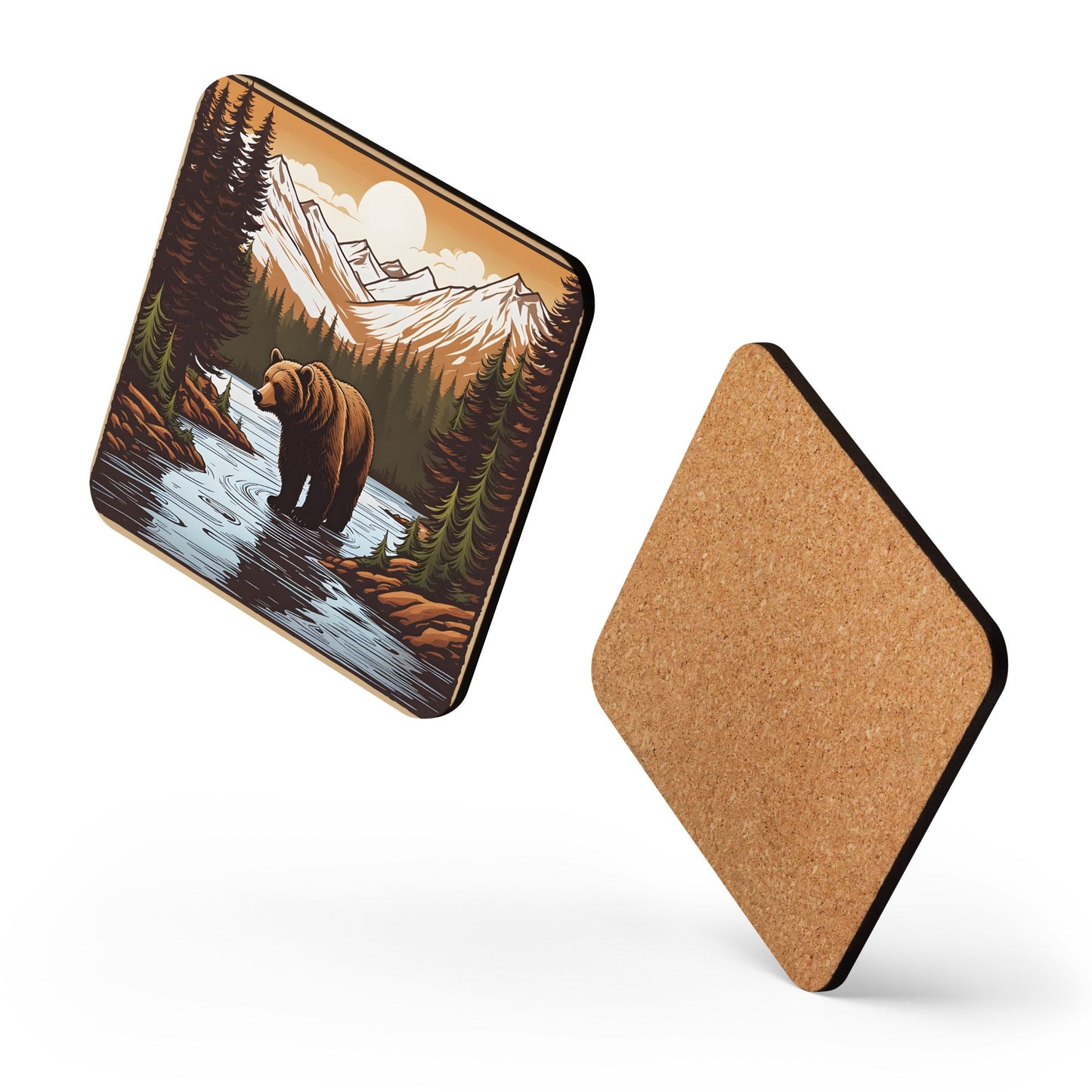Brown Bear In The River Cork - back Coaster - Coasters - Discovery Co.