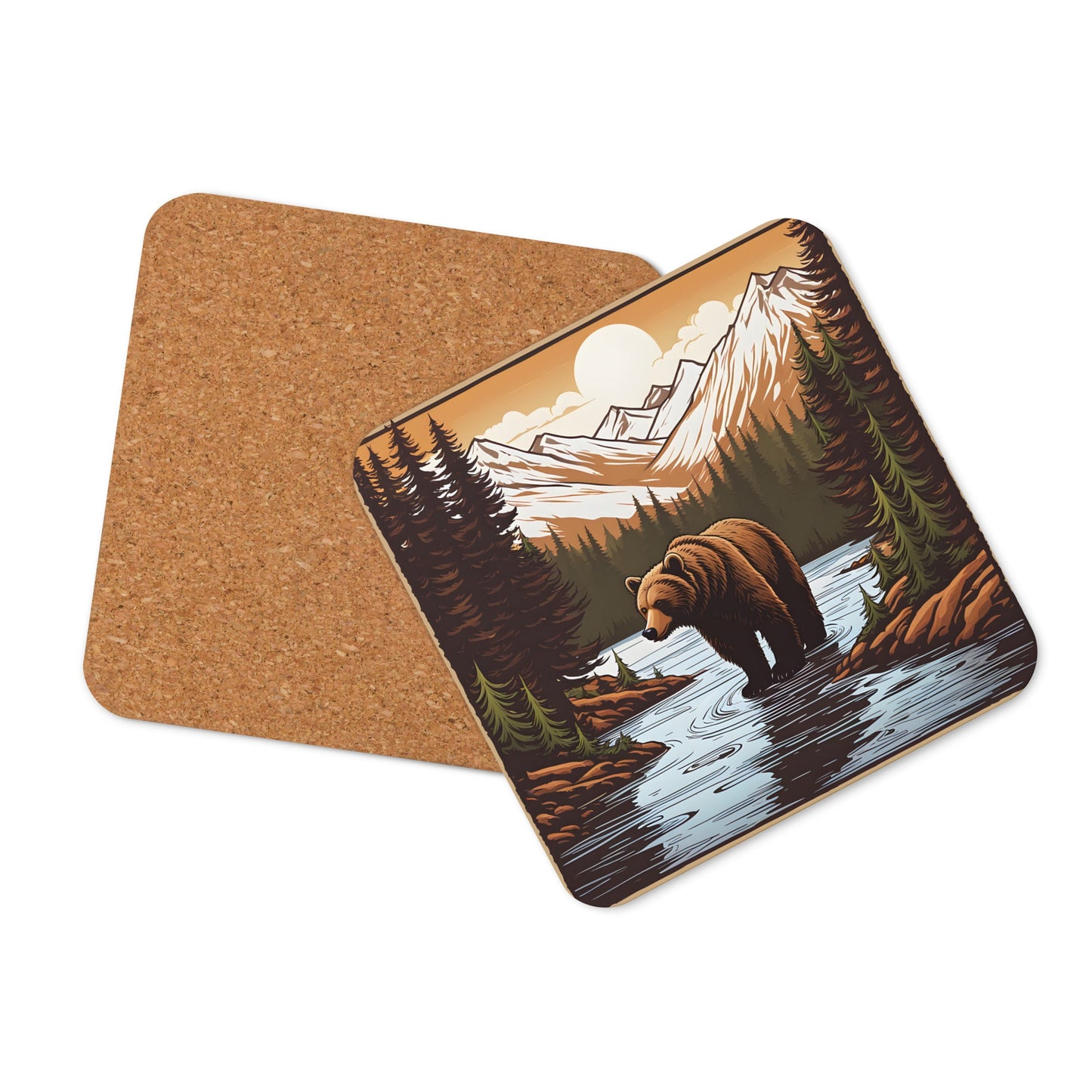 Brown Bear In The River Cork - back Coaster - Coasters - Discovery Co.