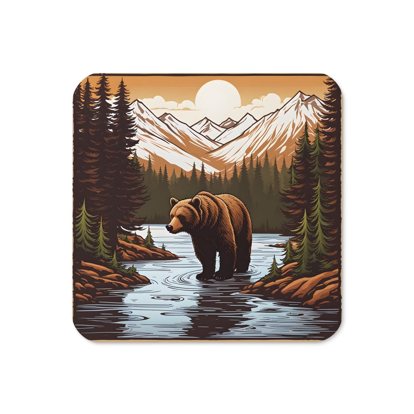 Brown Bear In The River Cork - back Coaster - Coasters - Discovery Co.
