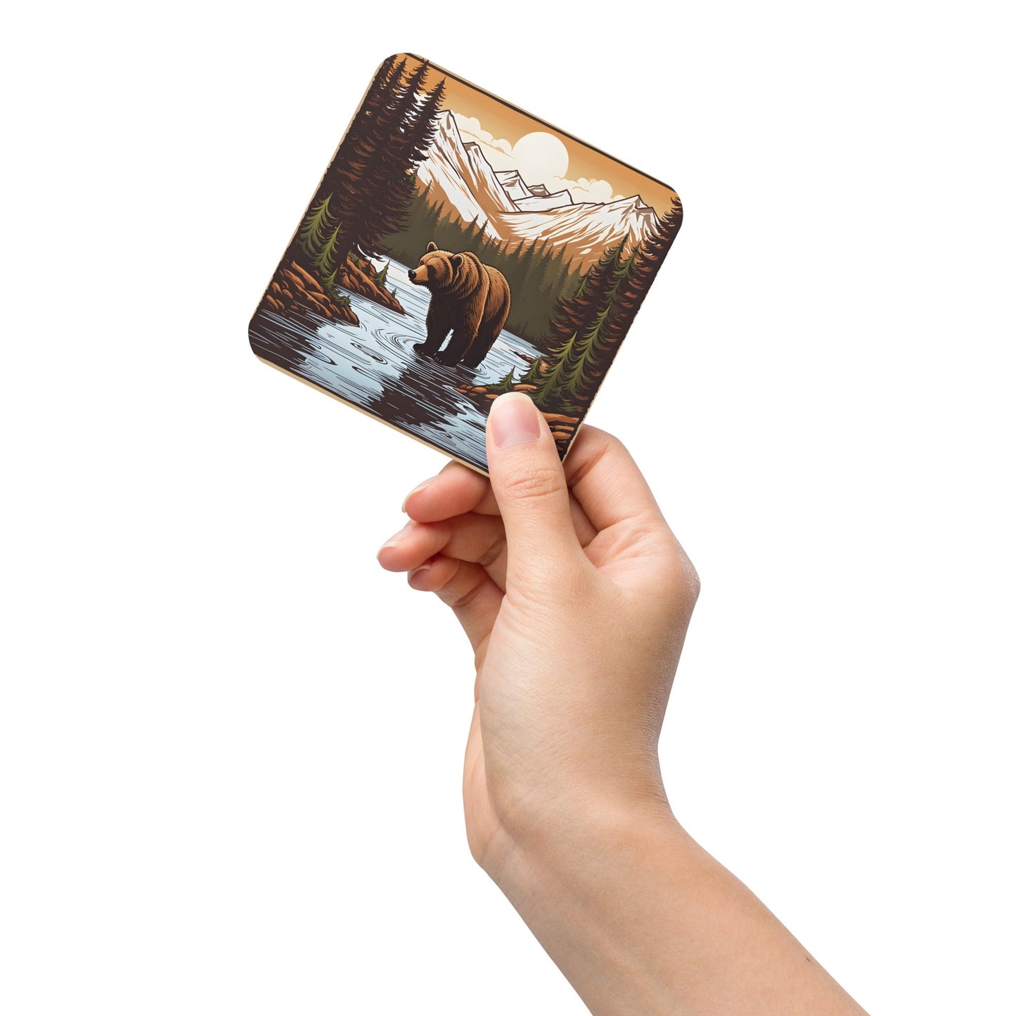 Brown Bear In The River Cork - back Coaster - Coasters - Discovery Co.