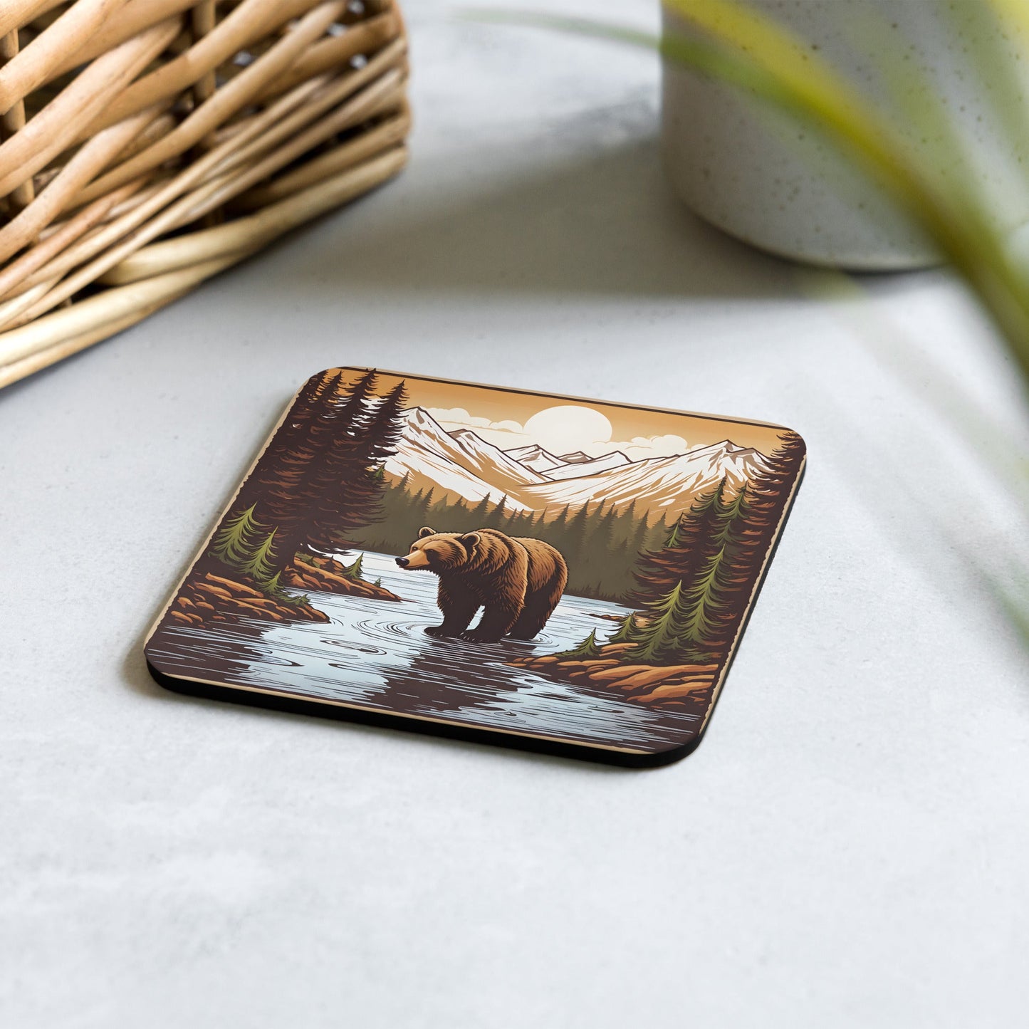 Brown Bear In The River Cork - back Coaster - Coasters - Discovery Co.