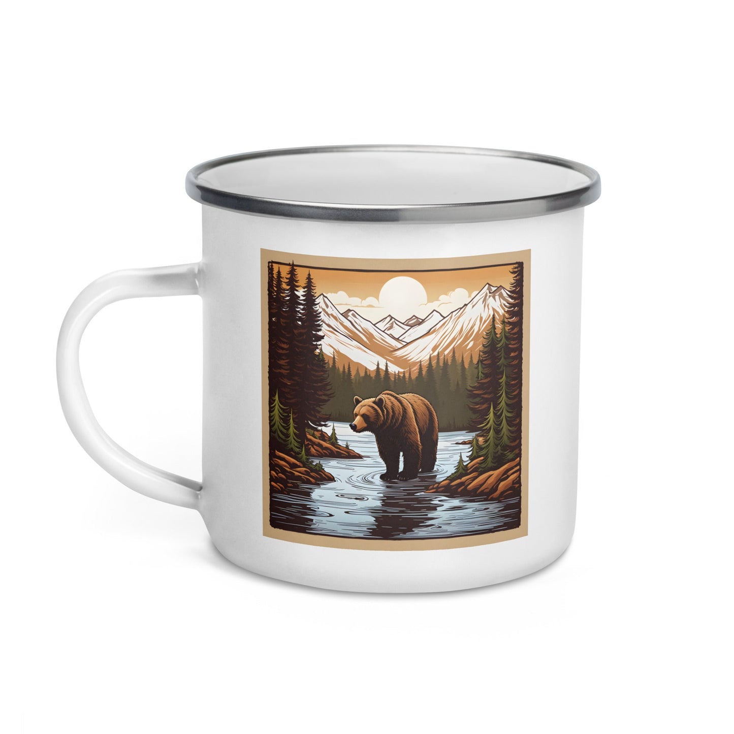 Brown Bear In The River Enamel Mug - Mugs - Discovery Co.