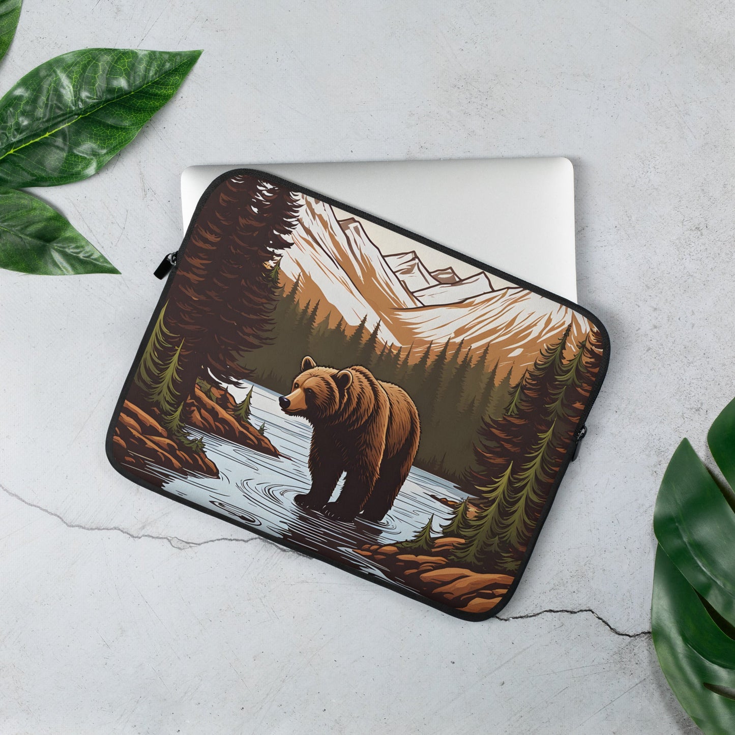 Brown Bear In The River Laptop Sleeve - Laptop Cases - Discovery Co.