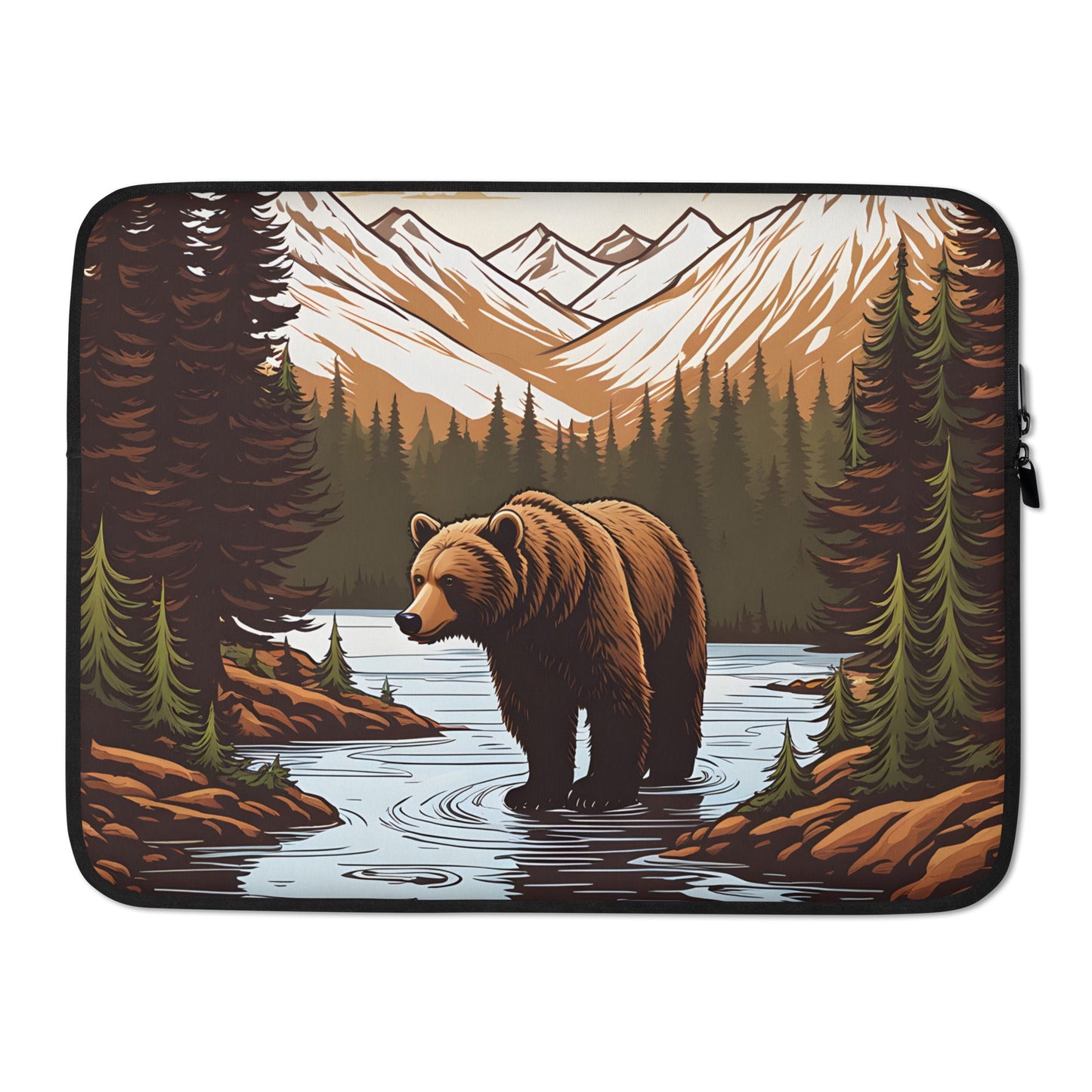 Brown Bear In The River Laptop Sleeve - Laptop Cases - Discovery Co.