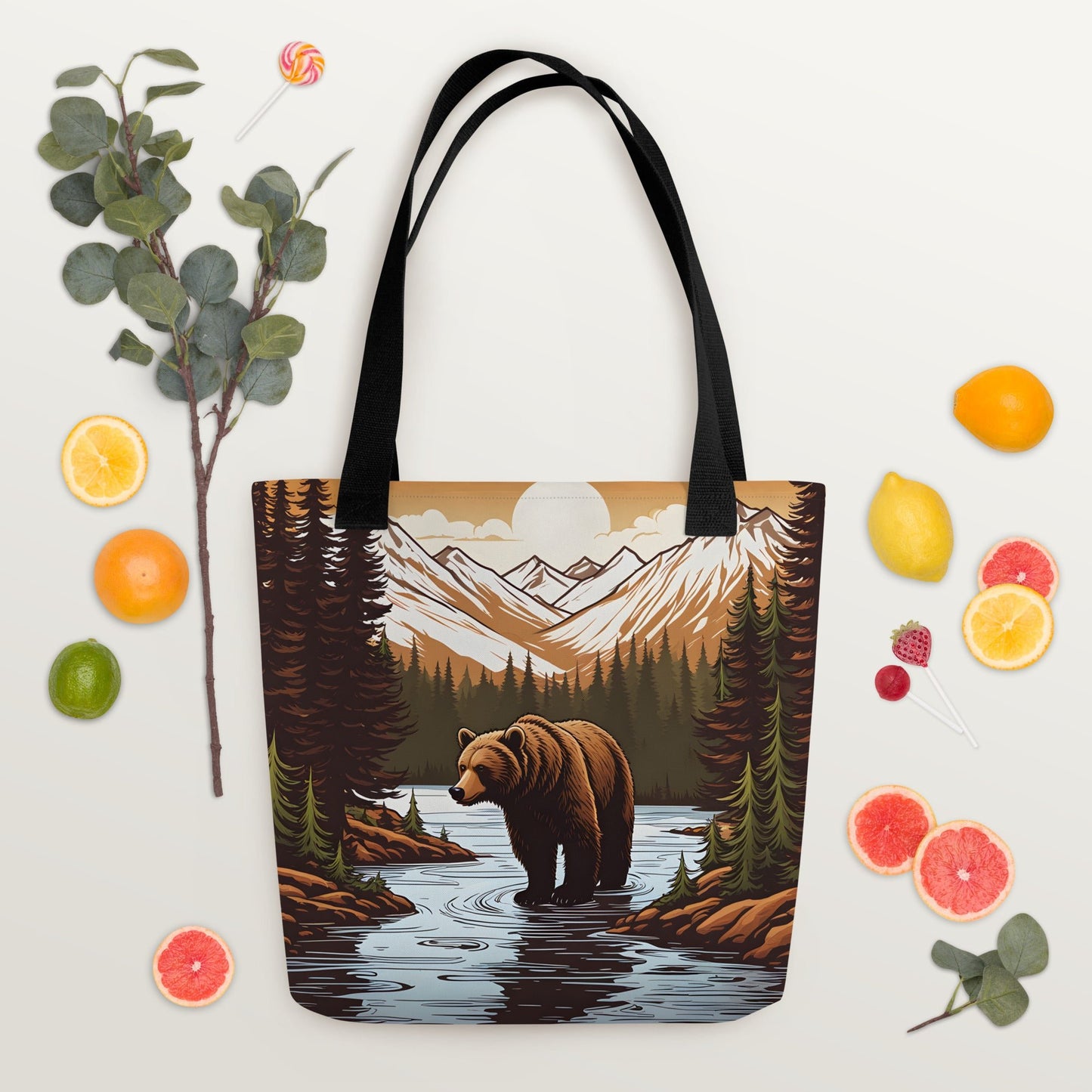 Brown Bear In The River Tote Bag - Tote Bags - Discovery Co.