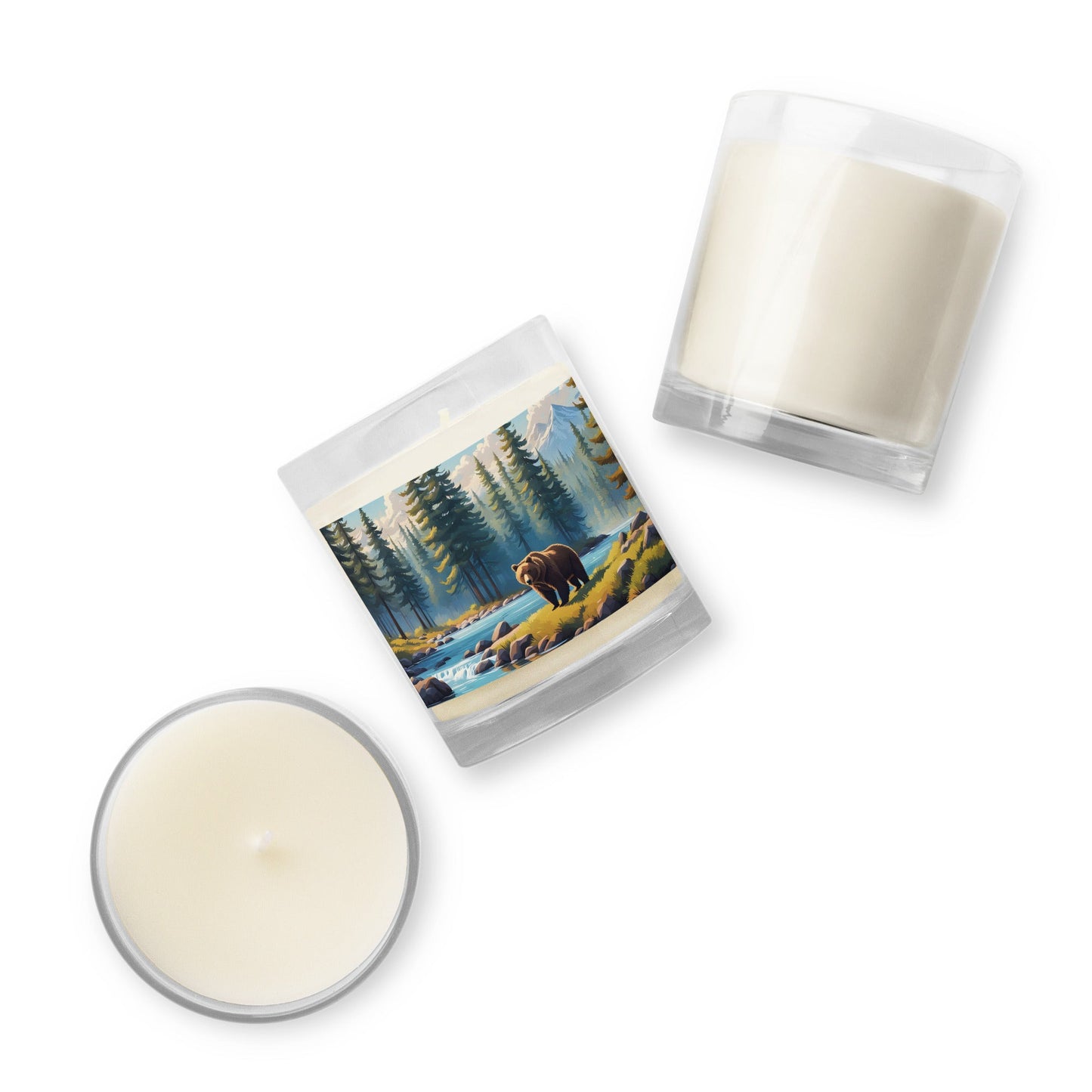 Brown Bear Near River Glass Jar Soy Wax Candle - Candles - Discovery Co.