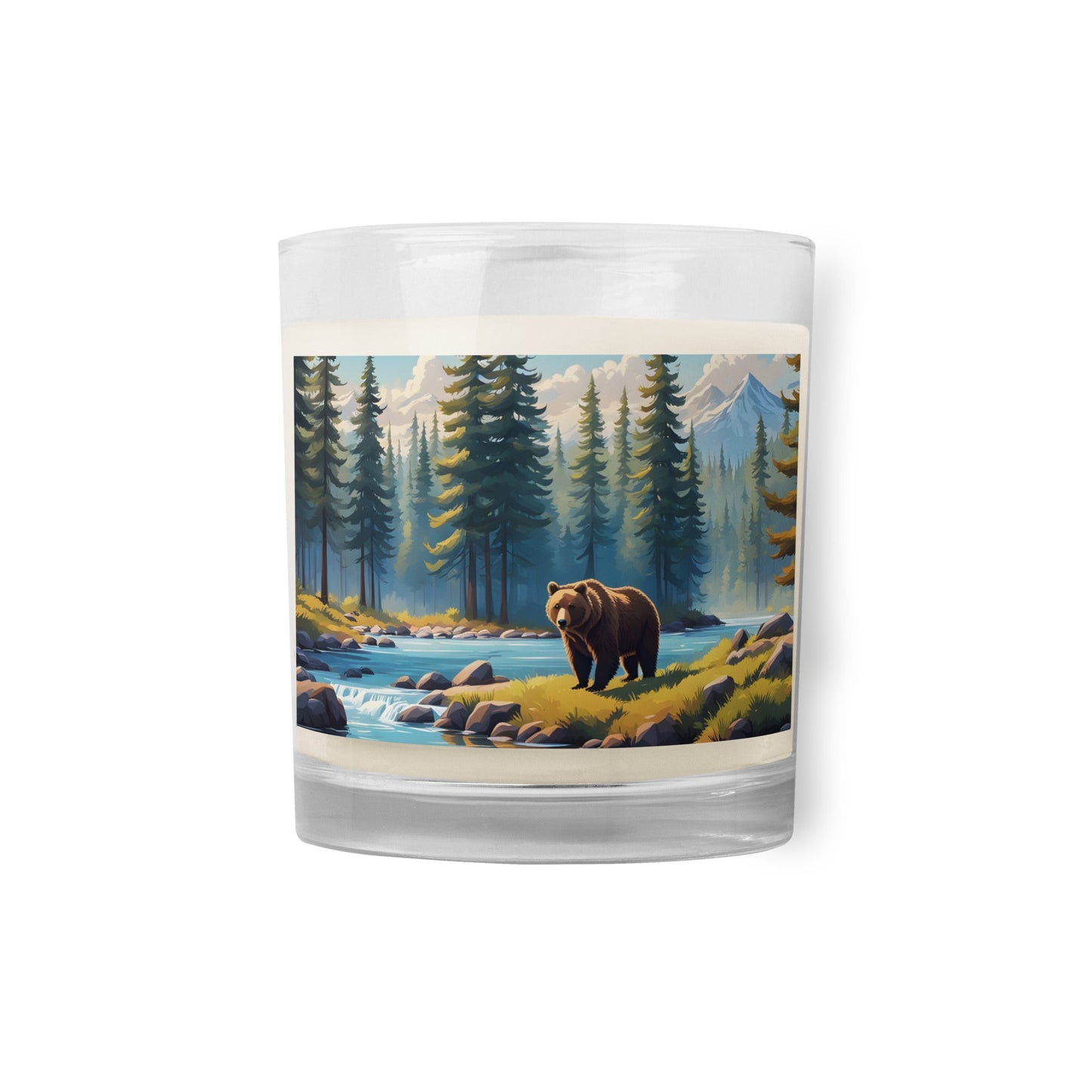 Brown Bear Near River Glass Jar Soy Wax Candle - Candles - Discovery Co.