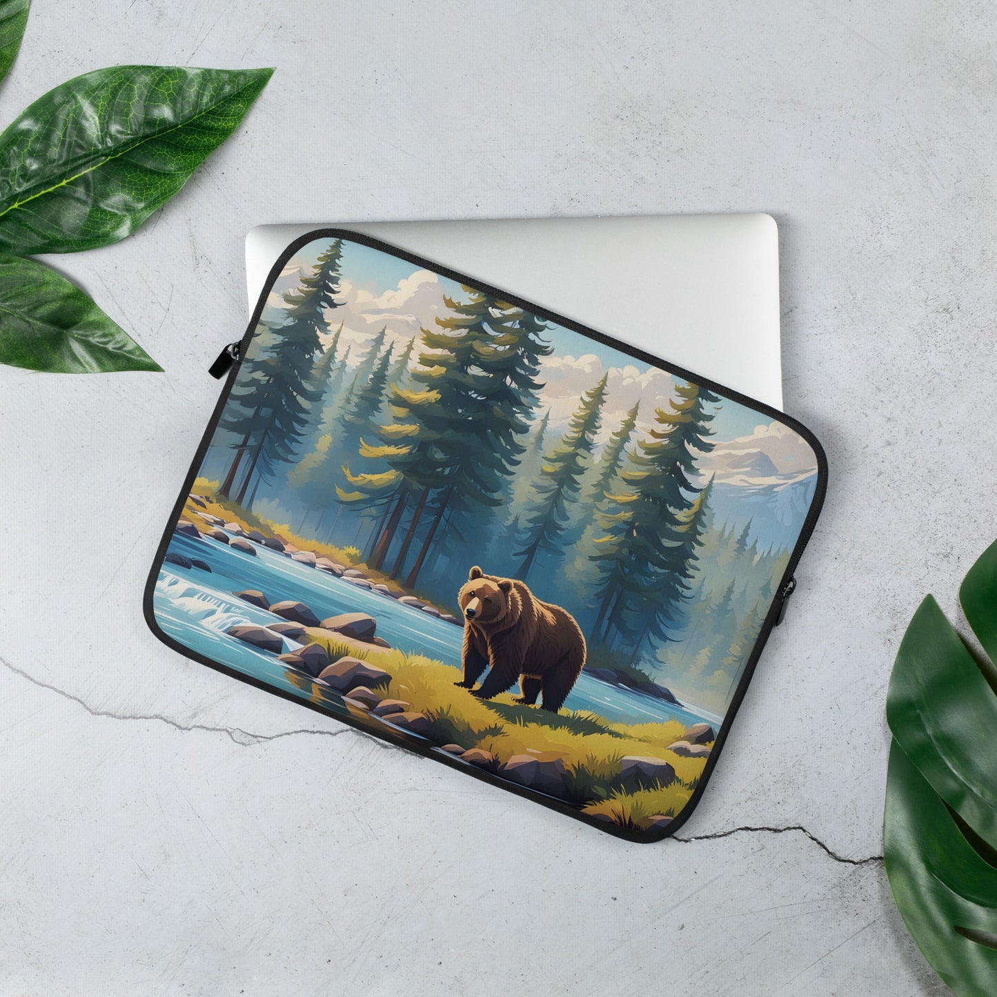 Brown Bear Near River Laptop Sleeve - Laptop Cases - Discovery Co.
