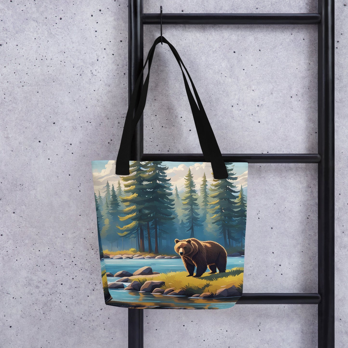 Brown Bear Near River Tote Bag - Tote Bags - Discovery Co.