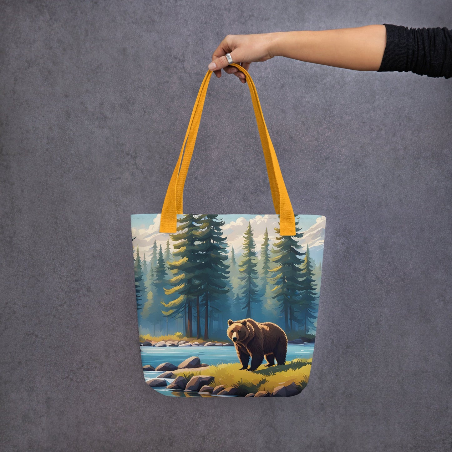 Brown Bear Near River Tote Bag - Tote Bags - Discovery Co.