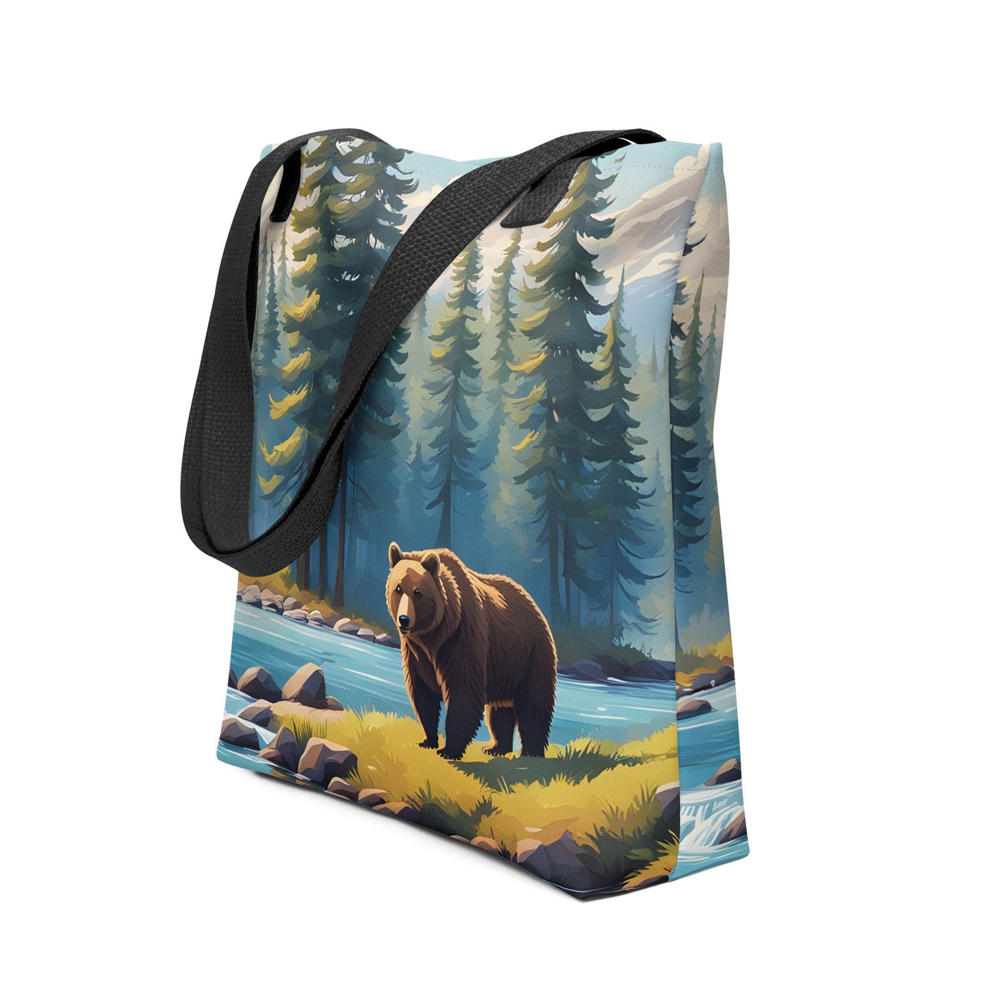 Brown Bear Near River Tote Bag - Tote Bags - Discovery Co.