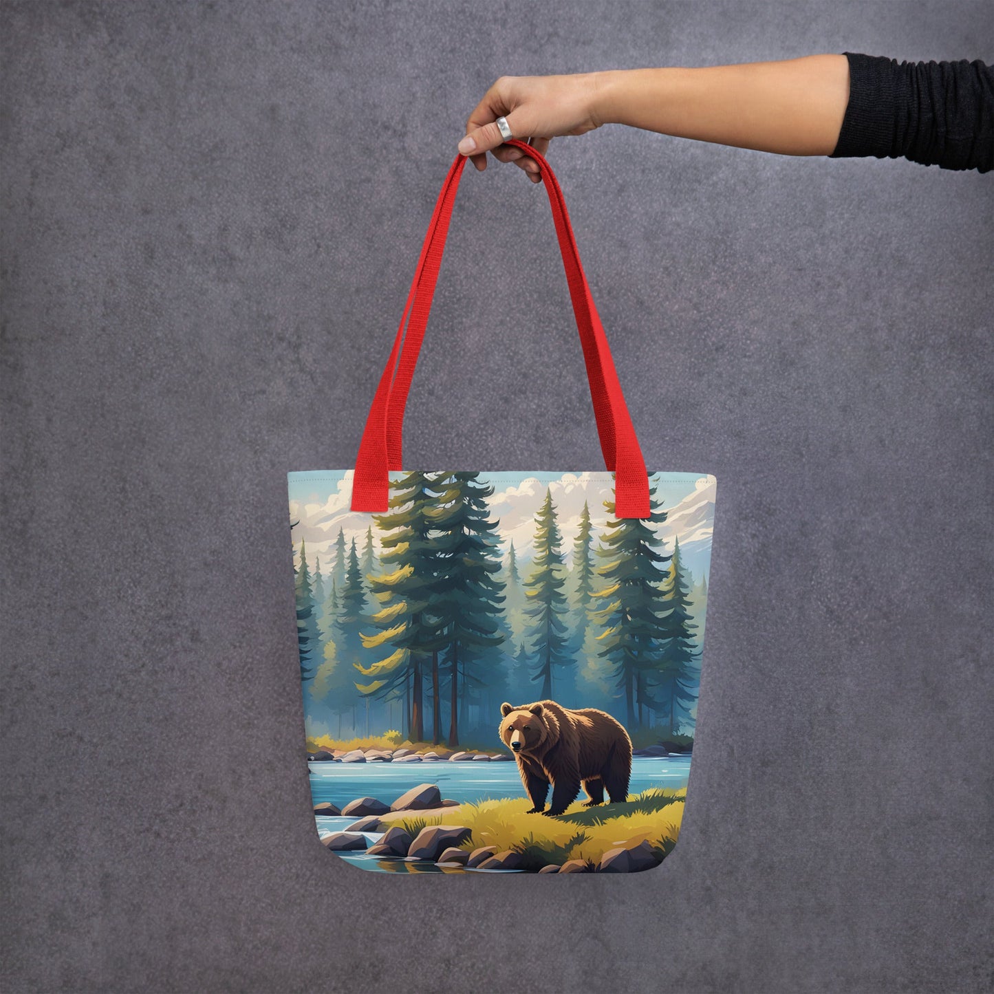 Brown Bear Near River Tote Bag - Tote Bags - Discovery Co.