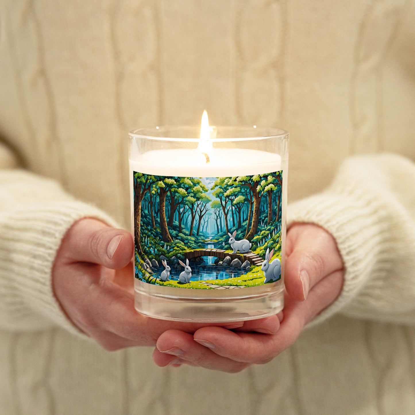 Bunnies In The Forest Glass Jar Soy Wax Candle - Candles - Discovery Co.