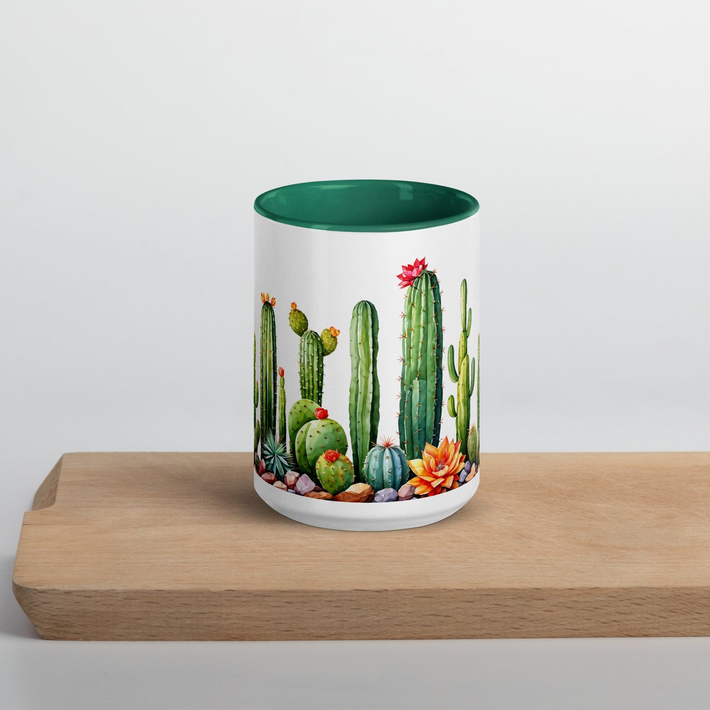 Cactus Garden Mug With Color Inside (11 oz and 15 oz) - Mugs - Discovery Co.