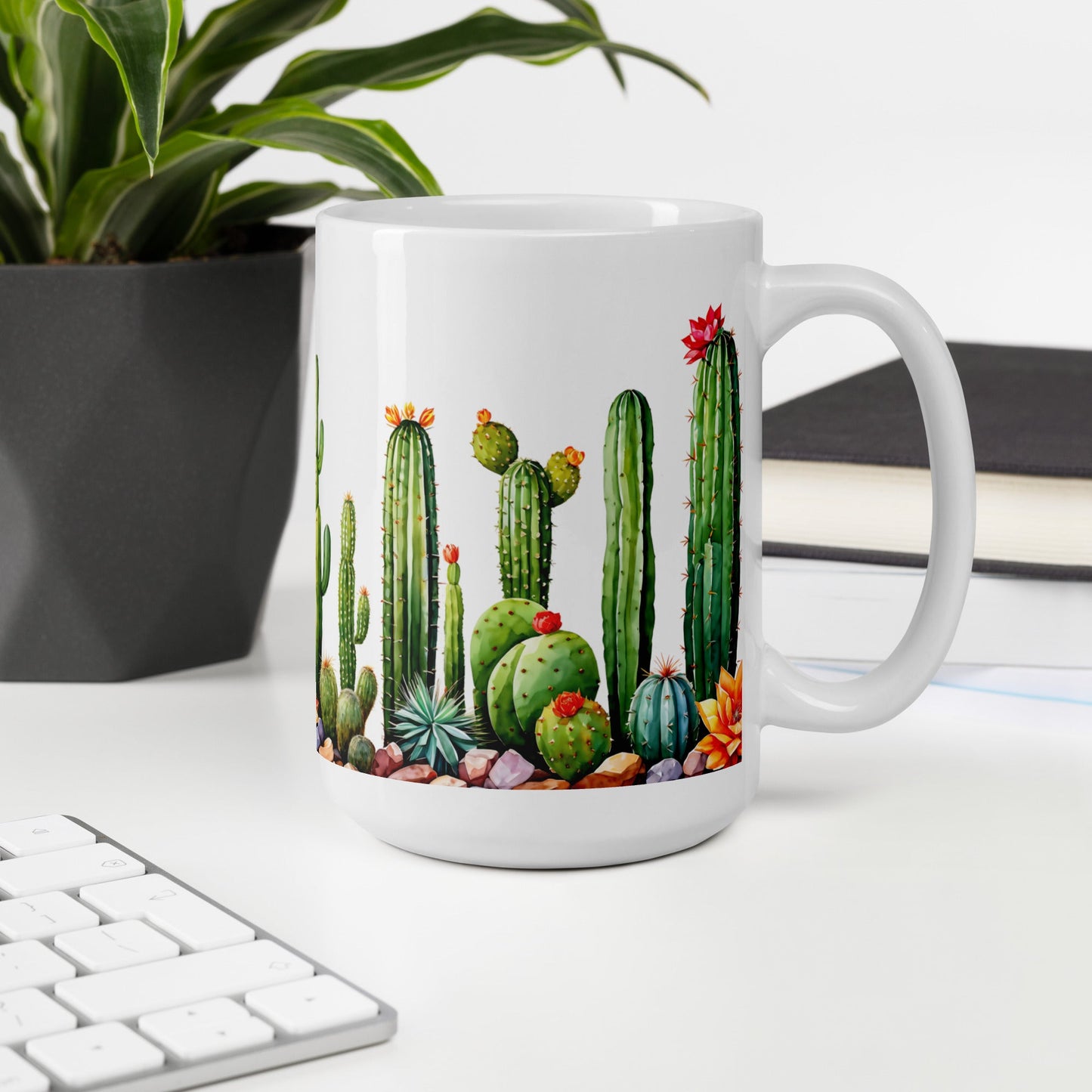 Cactus Garden White Glossy Mug (11 oz, 15 oz, 20 oz) - Mugs - Discovery Co.