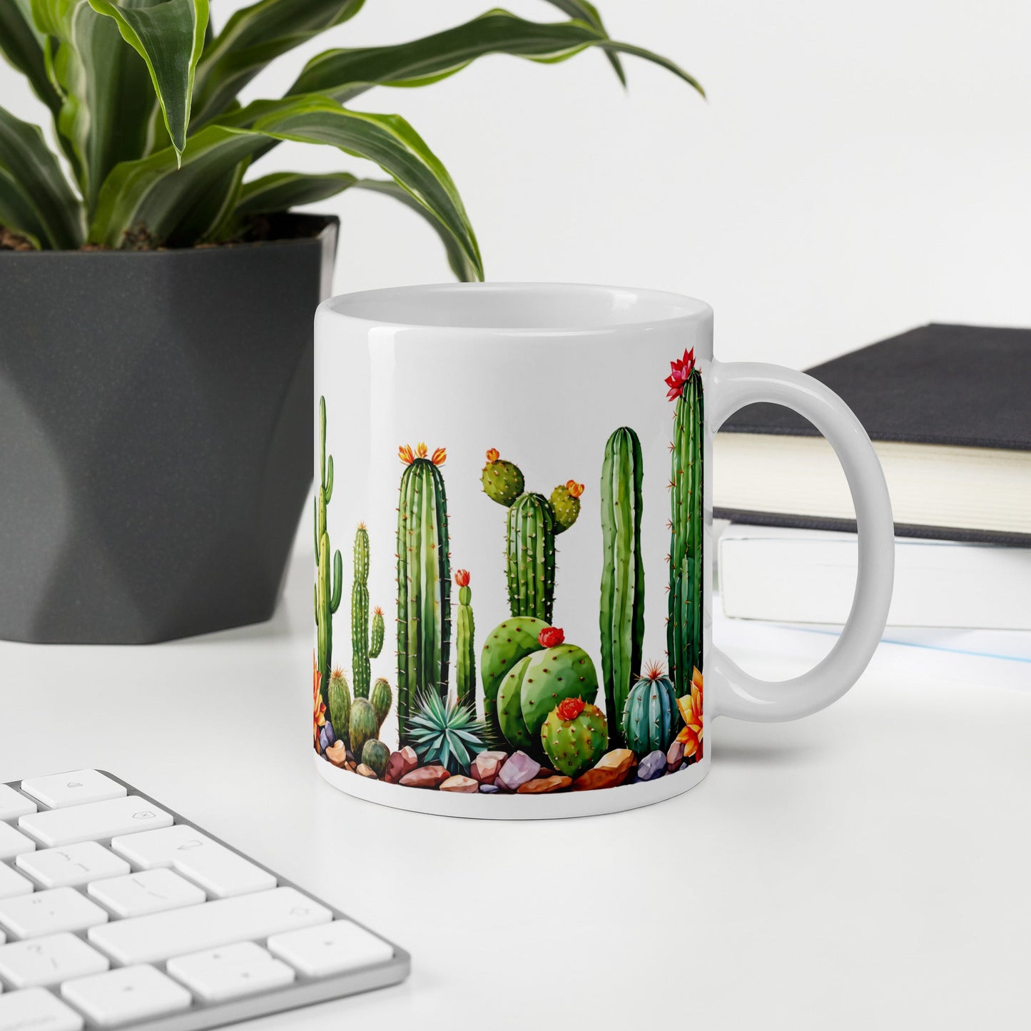 Cactus Garden White Glossy Mug (11 oz, 15 oz, 20 oz) - Mugs - Discovery Co.