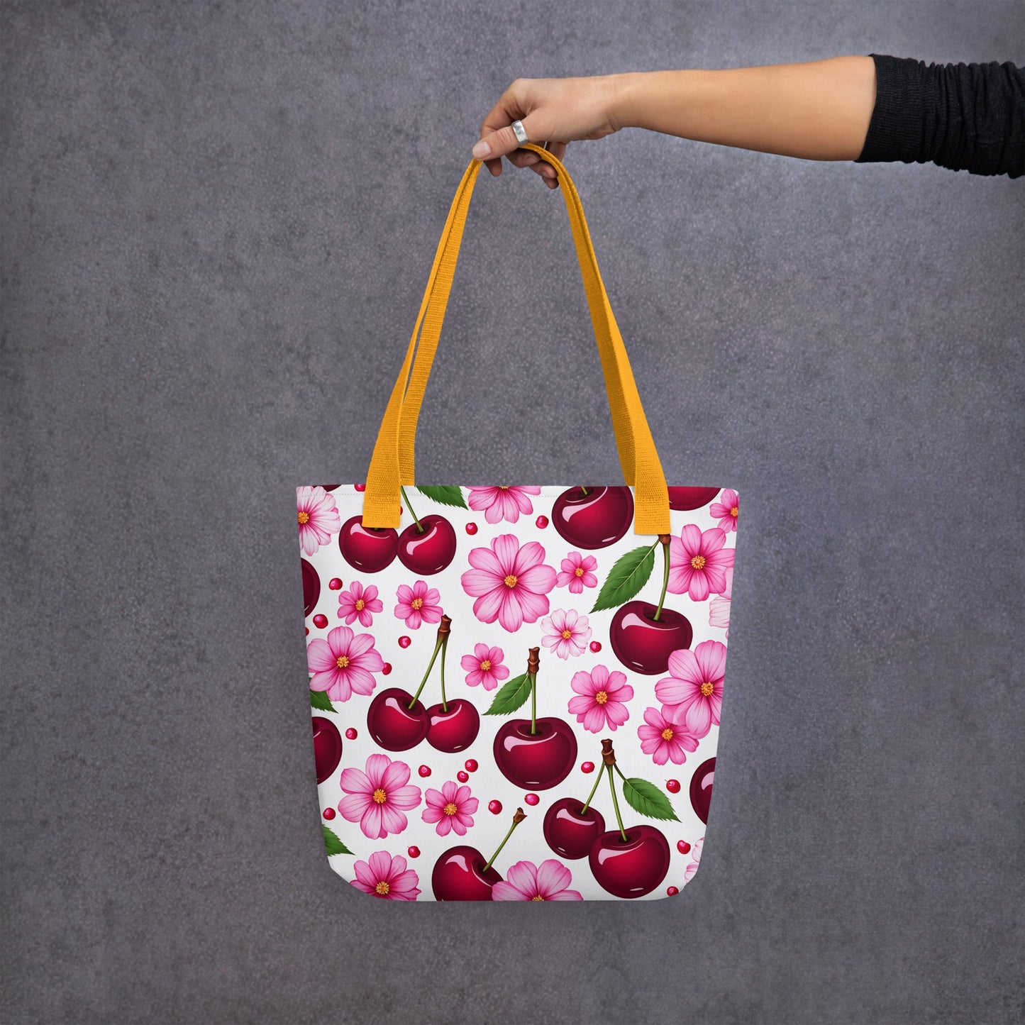 Cherries and Flowers Tote Bag - Tote Bags - Discovery Co.