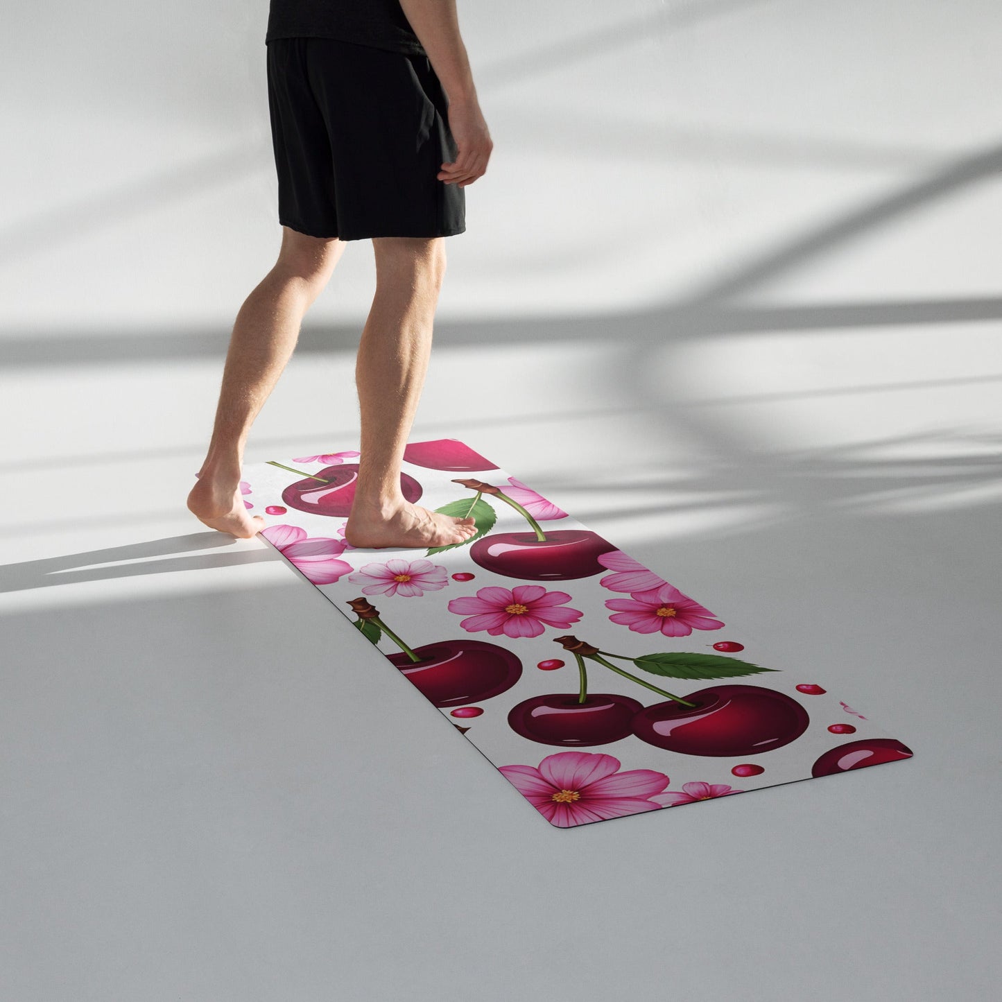 Cherries And Flowers Yoga Mat - Yoga Mat - Discovery Co.