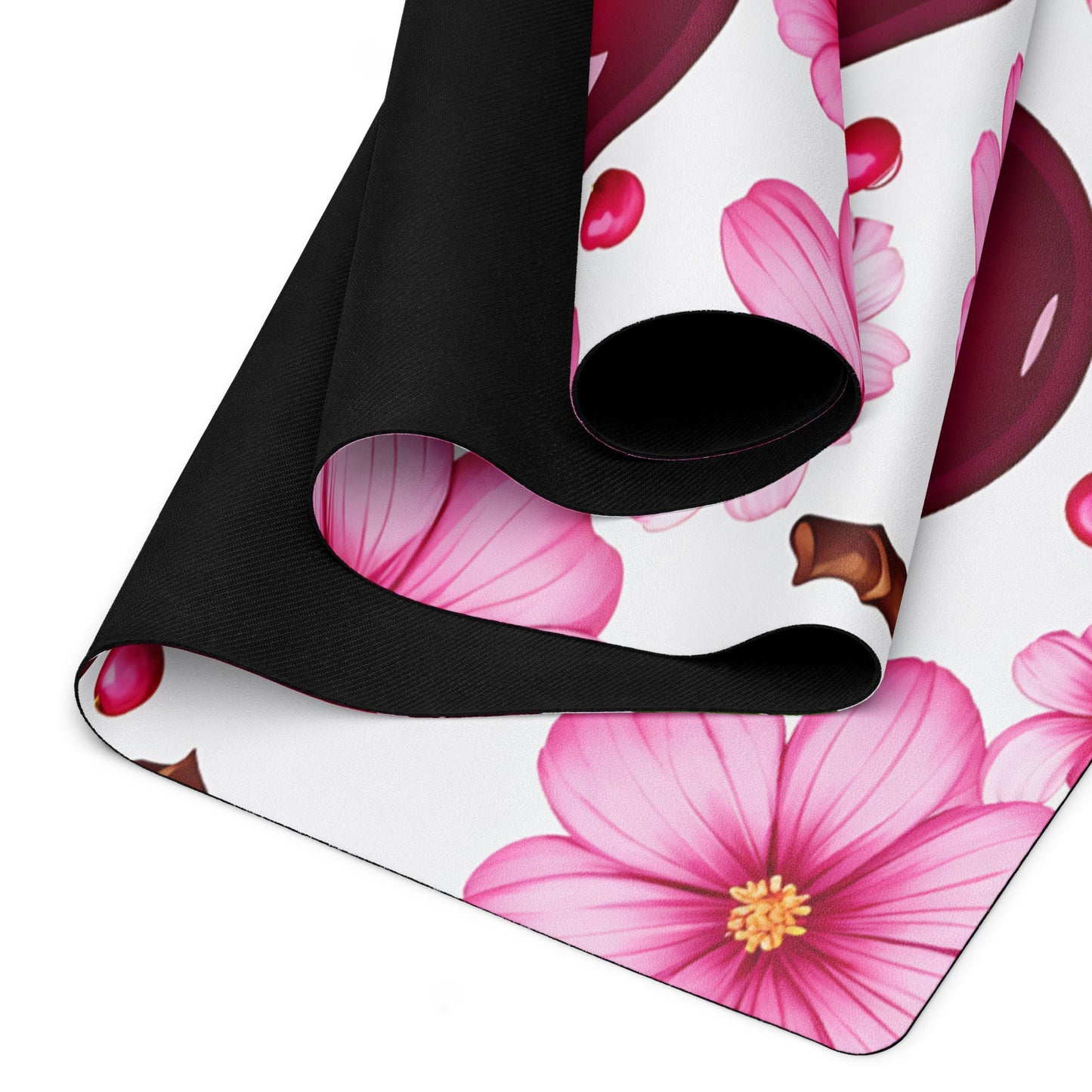Cherries And Flowers Yoga Mat - Yoga Mat - Discovery Co.