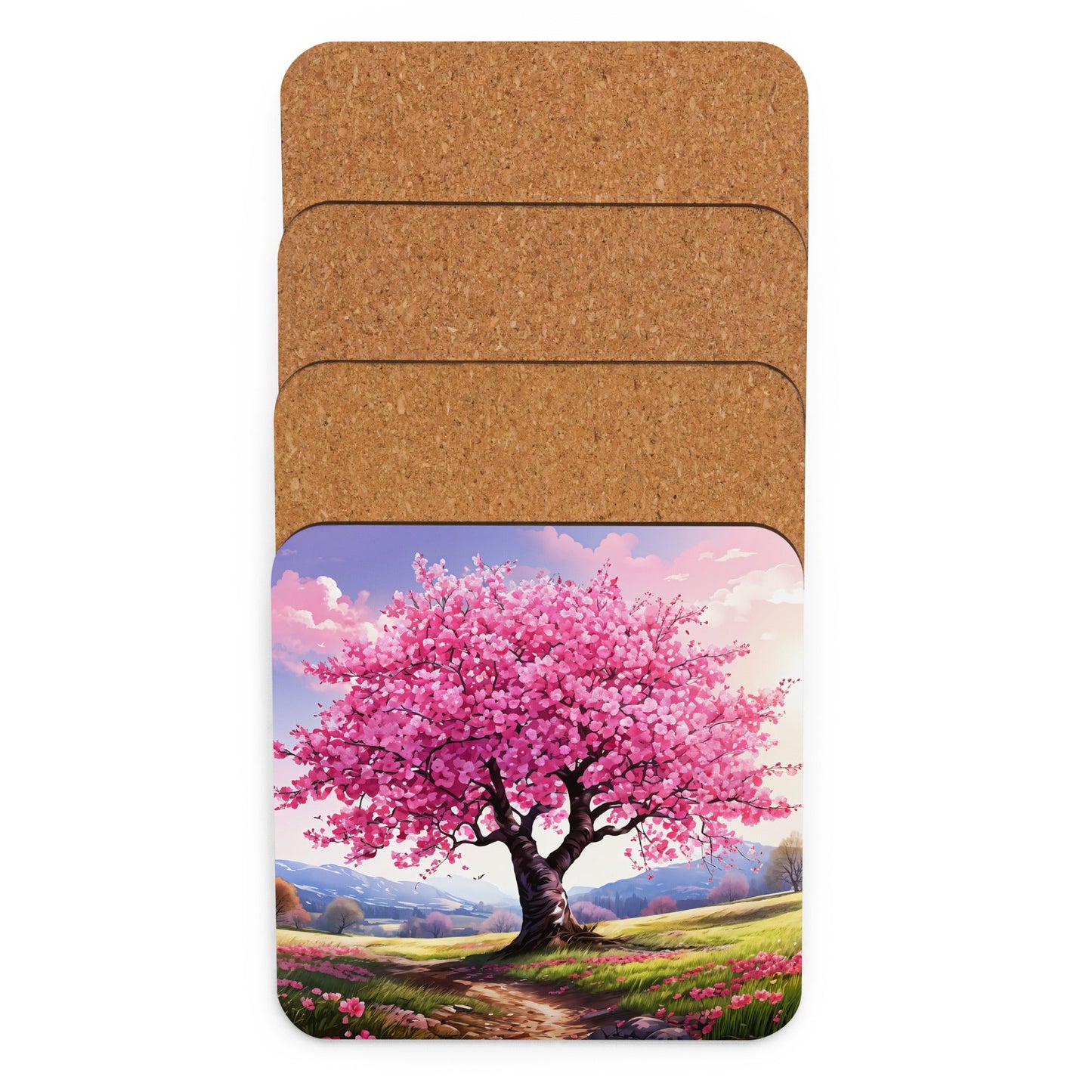 Cherry Blossom Cork - back Coaster - Coasters - Discovery Co.