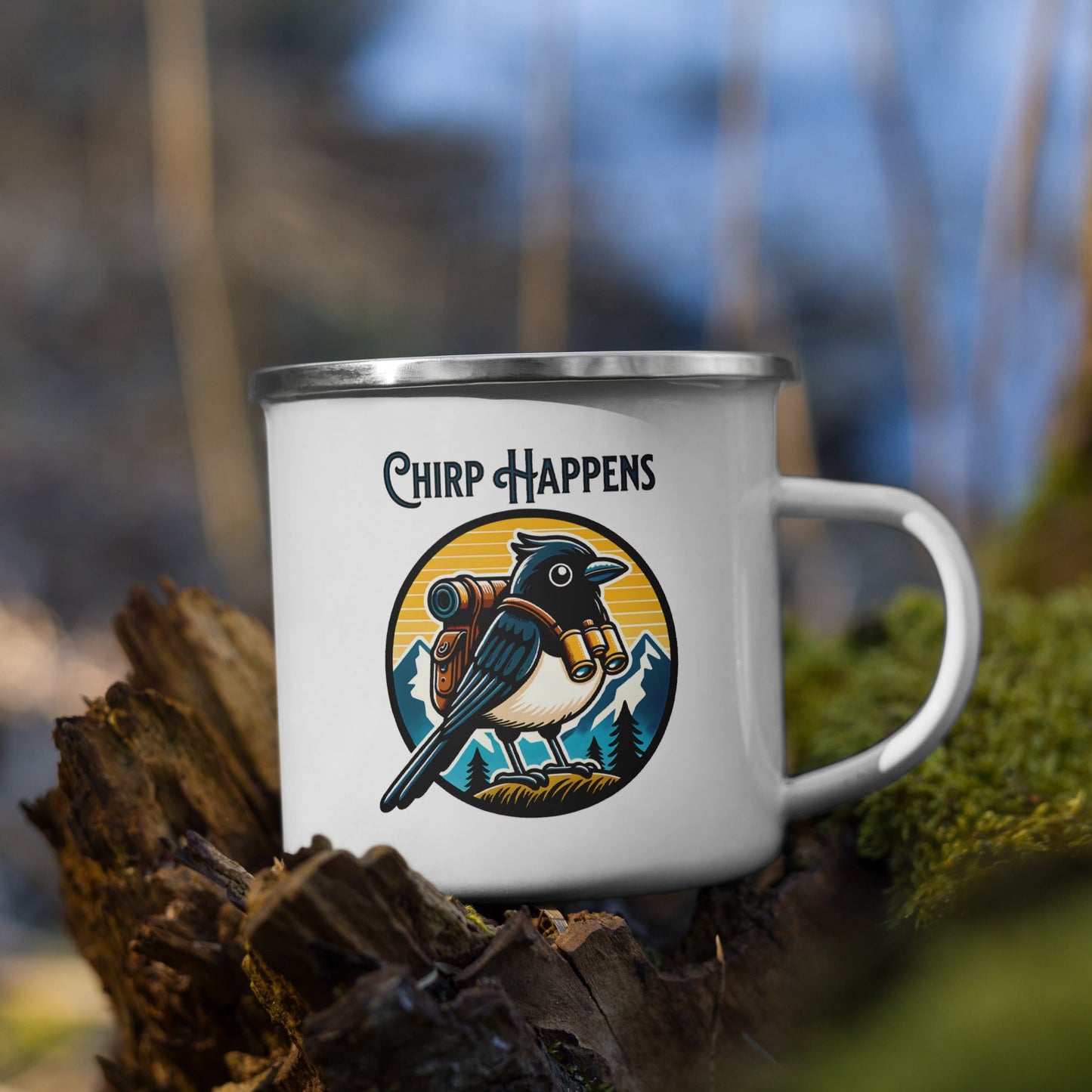 Chirp Happens Enamel Mug - Mugs - Discovery Co.