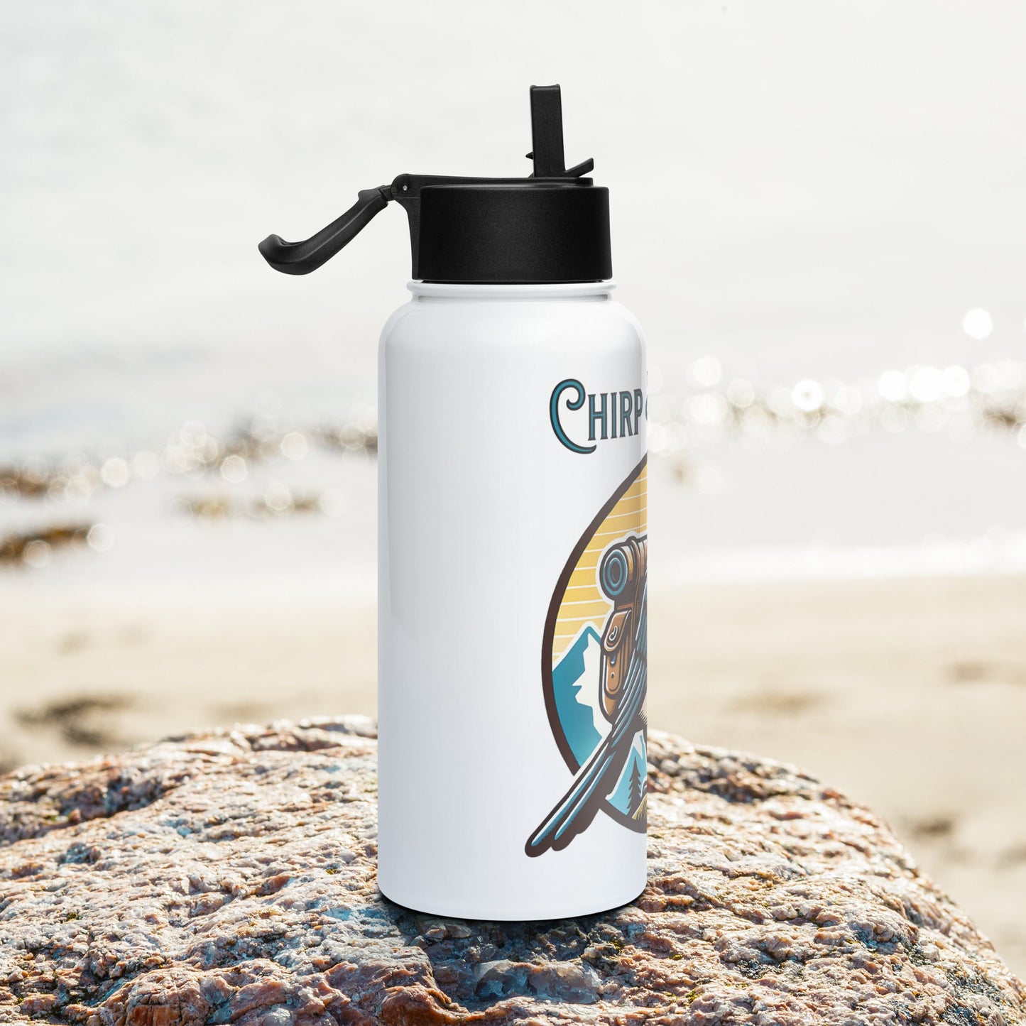 Chirp Happens Stainless Steel Water Bottle With Straw Lid - Stainless Steel Water Bottle With Straw Lid - Discovery Co.