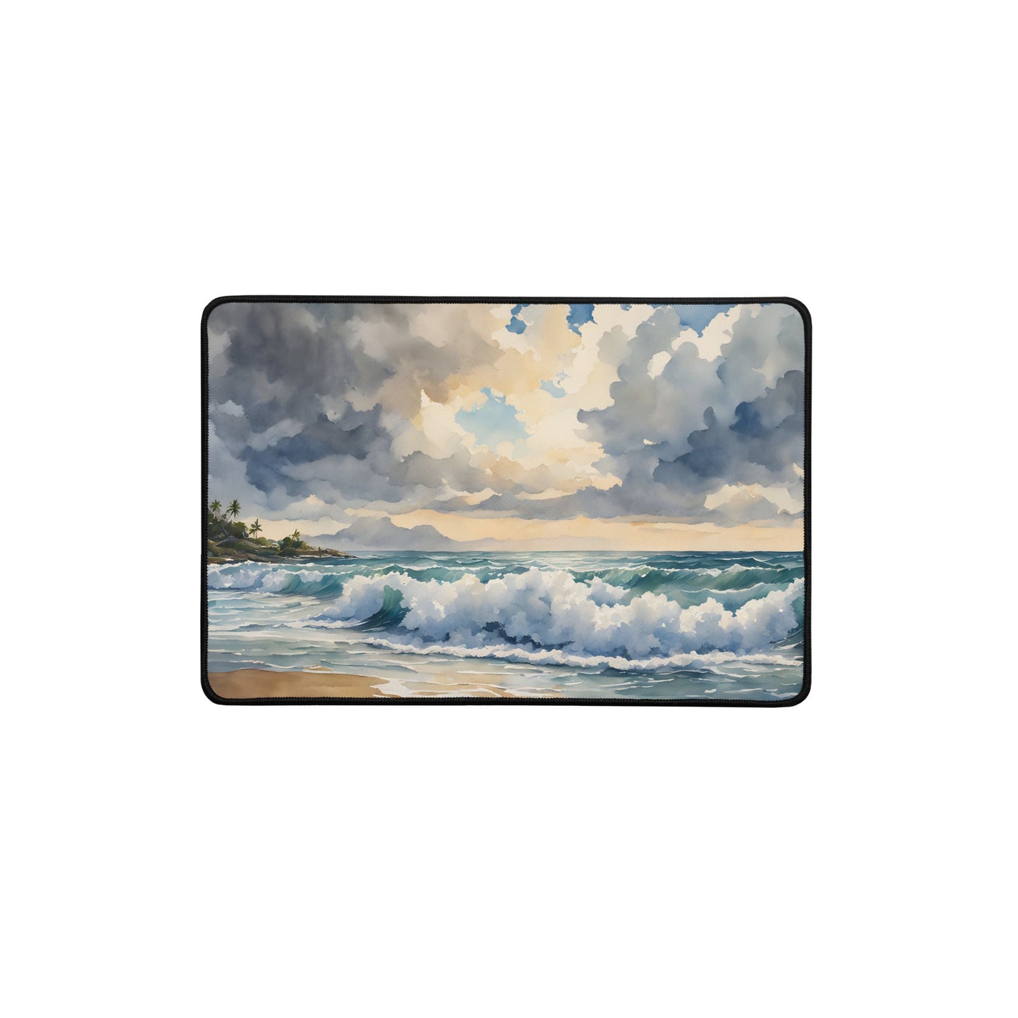Cloudy Beach Day Watercolor Desk Mat - Mouse Pads - Discovery Co.