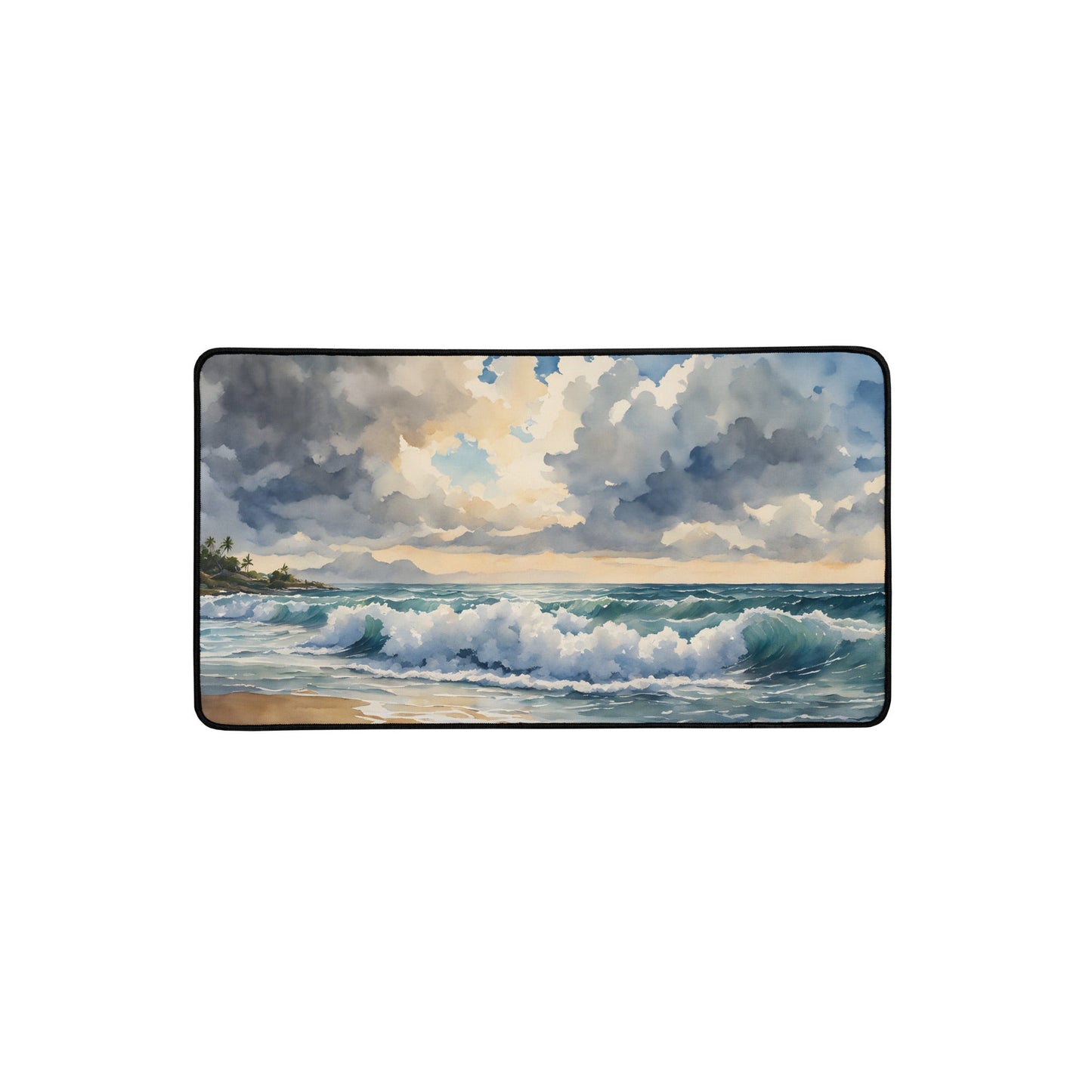 Cloudy Beach Day Watercolor Desk Mat - Mouse Pads - Discovery Co.