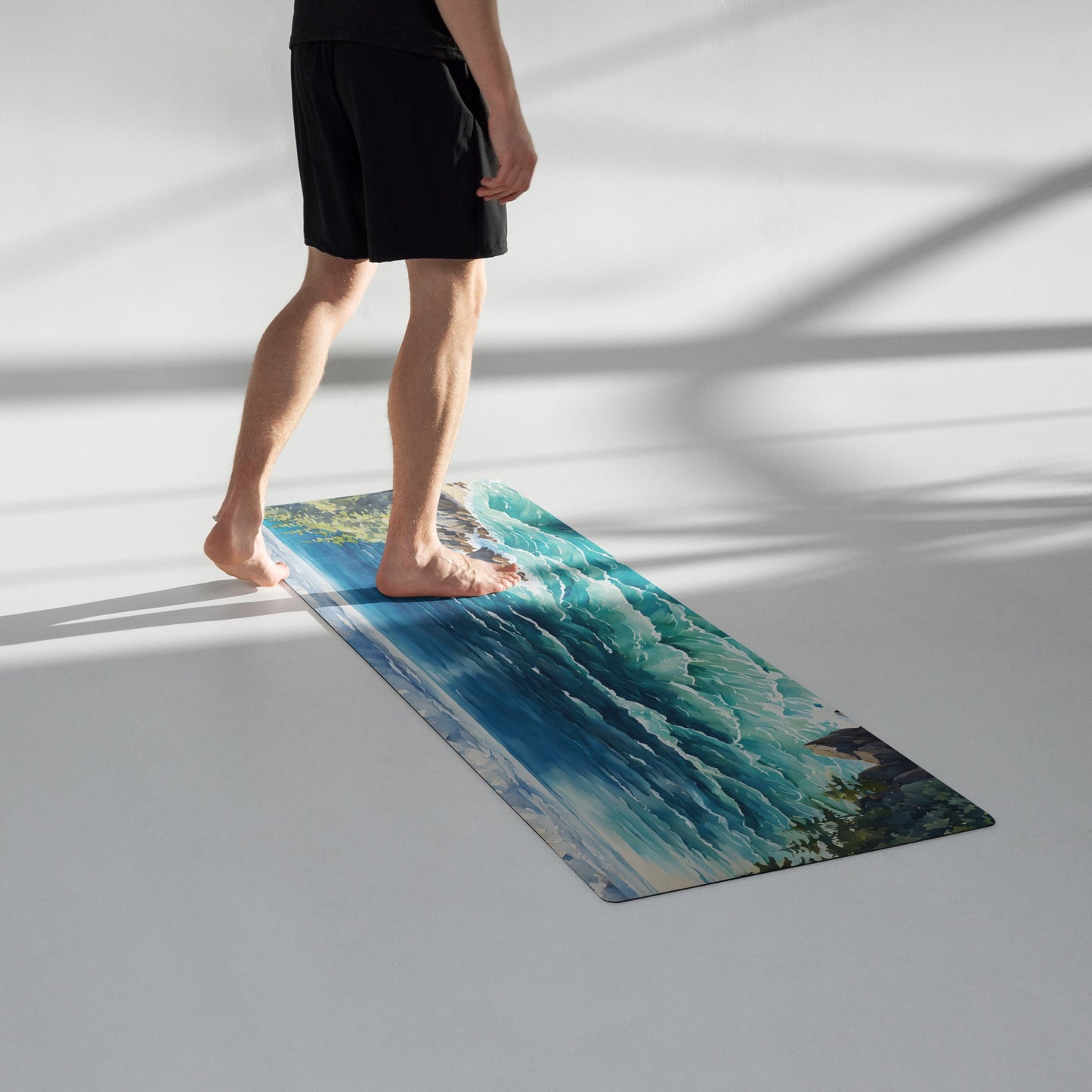 Coastal Cove Watercolor Yoga Mat - Yoga Mat - Discovery Co.