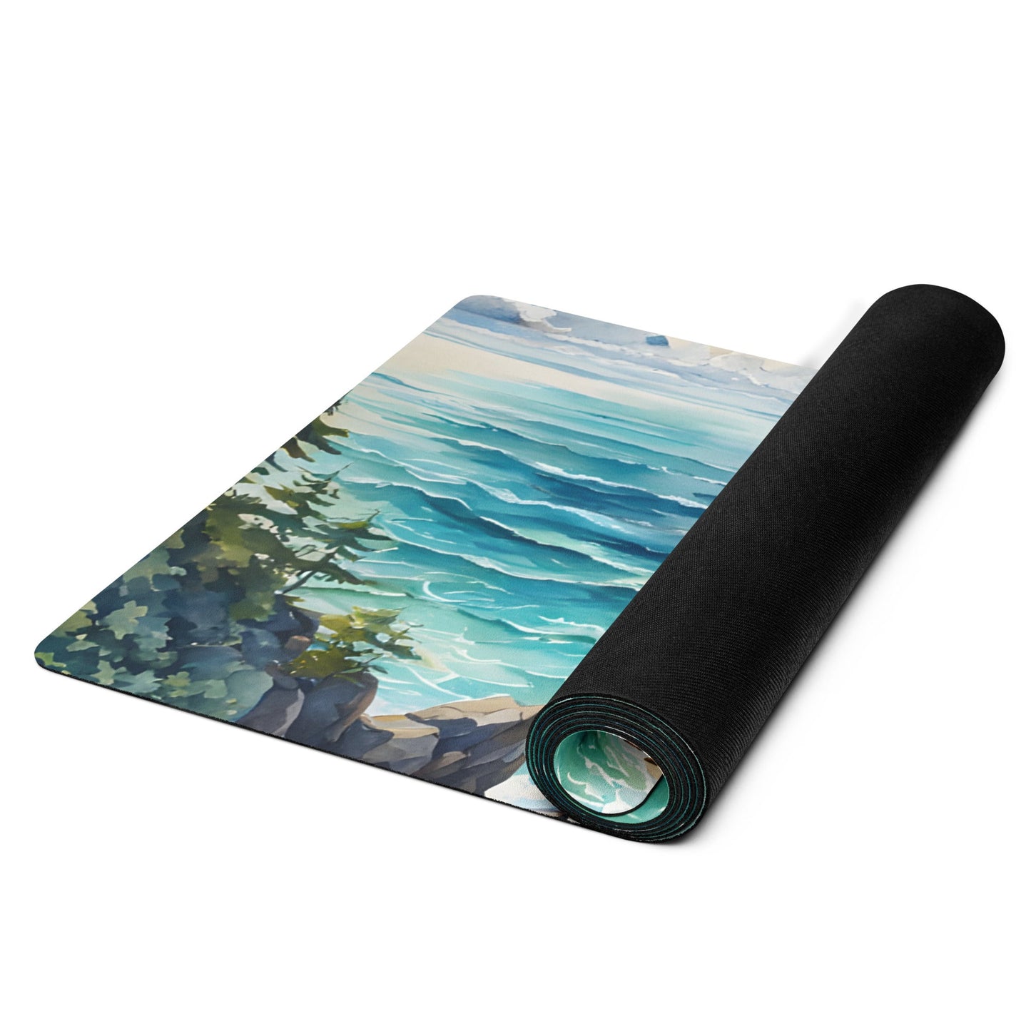 Coastal Cove Watercolor Yoga Mat - Yoga Mat - Discovery Co.