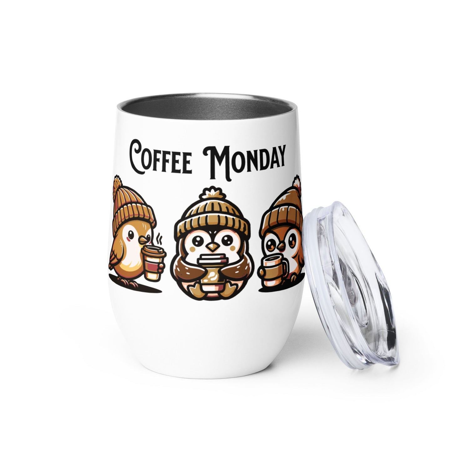 Coffee Monday (Brown) Stainless Steel Wine Tumbler - Steel Tumbler - Discovery Co.