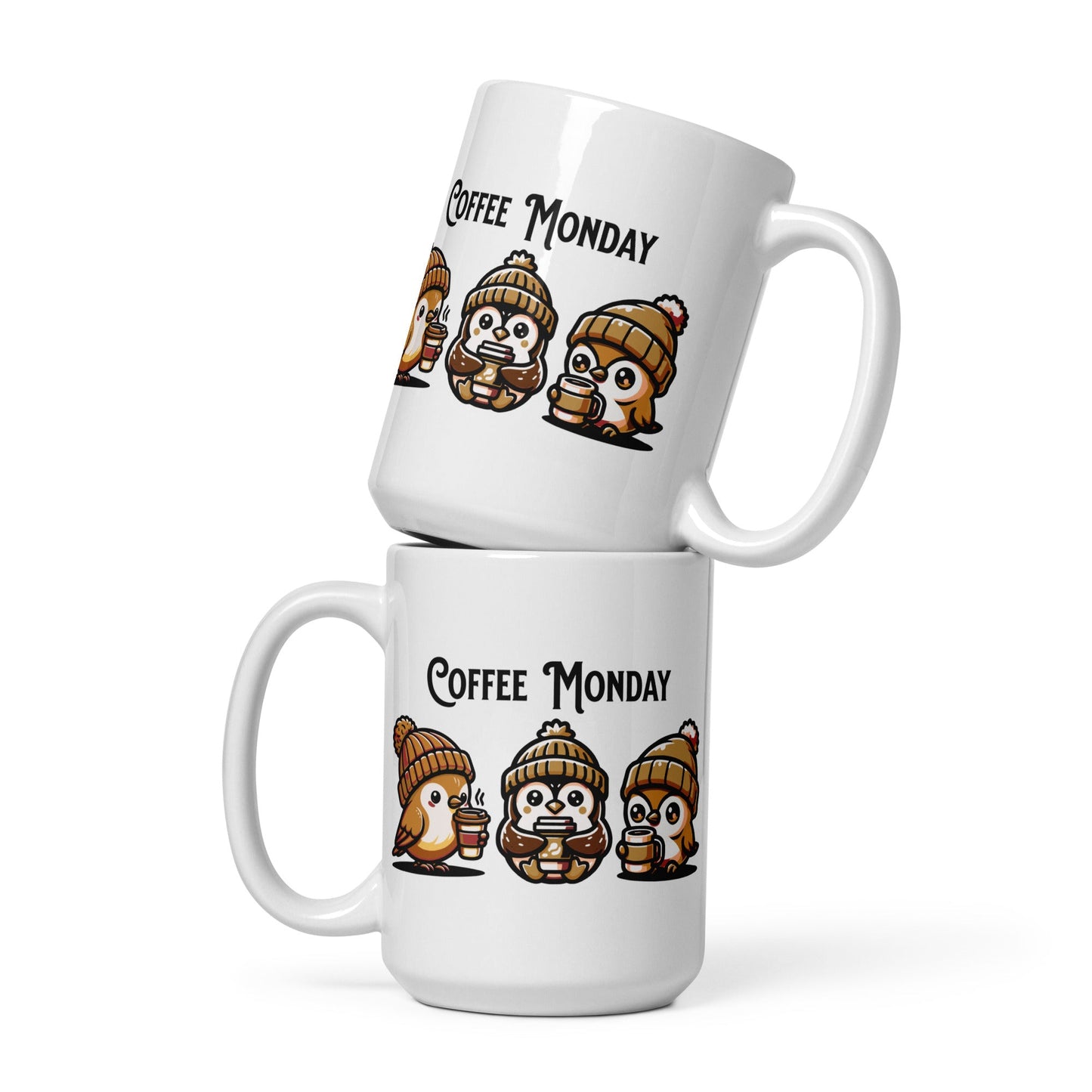 Coffee Monday (Brown) White Glossy Mug (11 oz. 15 oz, 20 oz) - Mugs - Discovery Co.