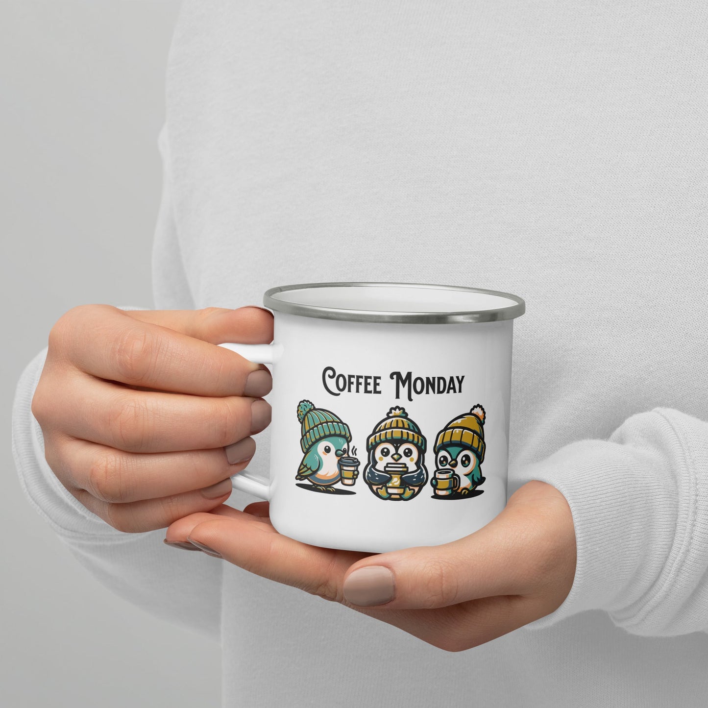 Coffee Monday (Green) Enamel Mug - Mugs - Discovery Co.