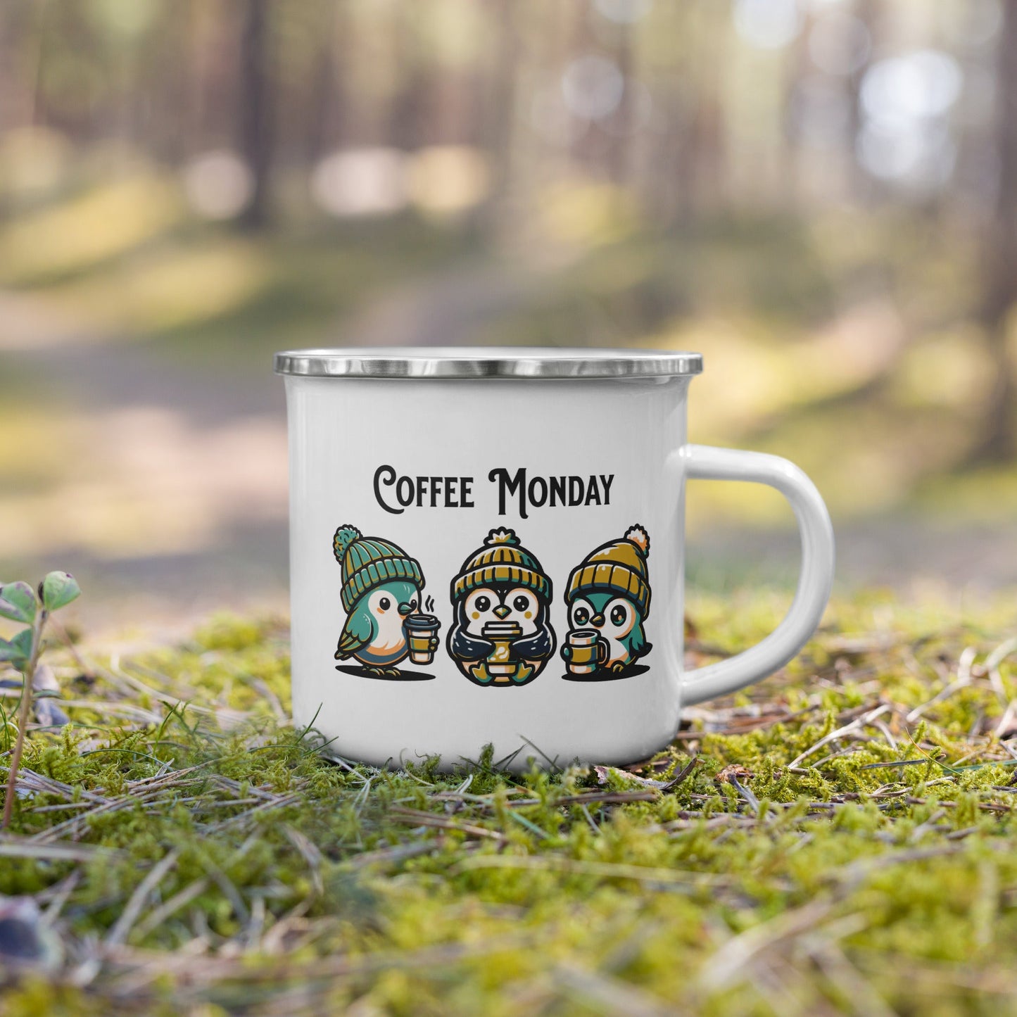 Coffee Monday (Green) Enamel Mug - Mugs - Discovery Co.