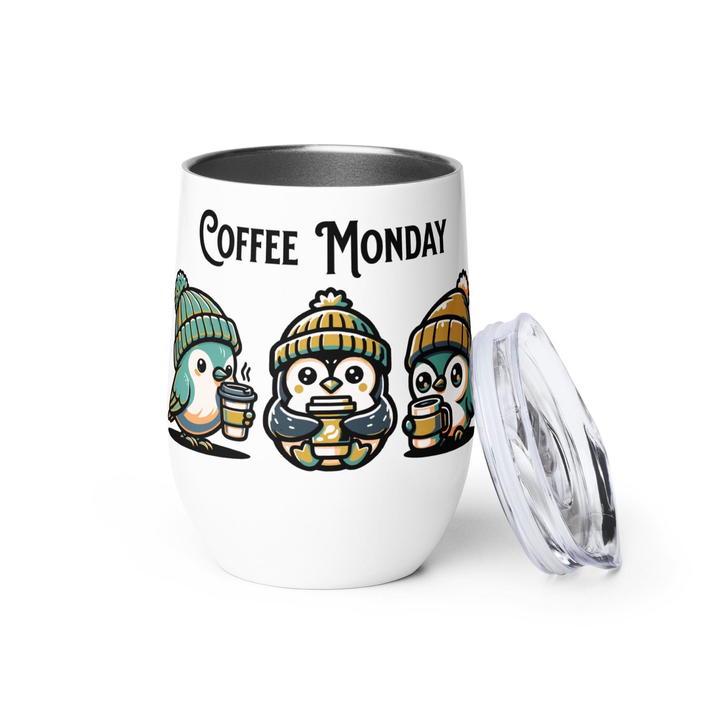 Coffee Monday (Green) Stainless Steel Wine Tumbler - Steel Tumbler - Discovery Co.