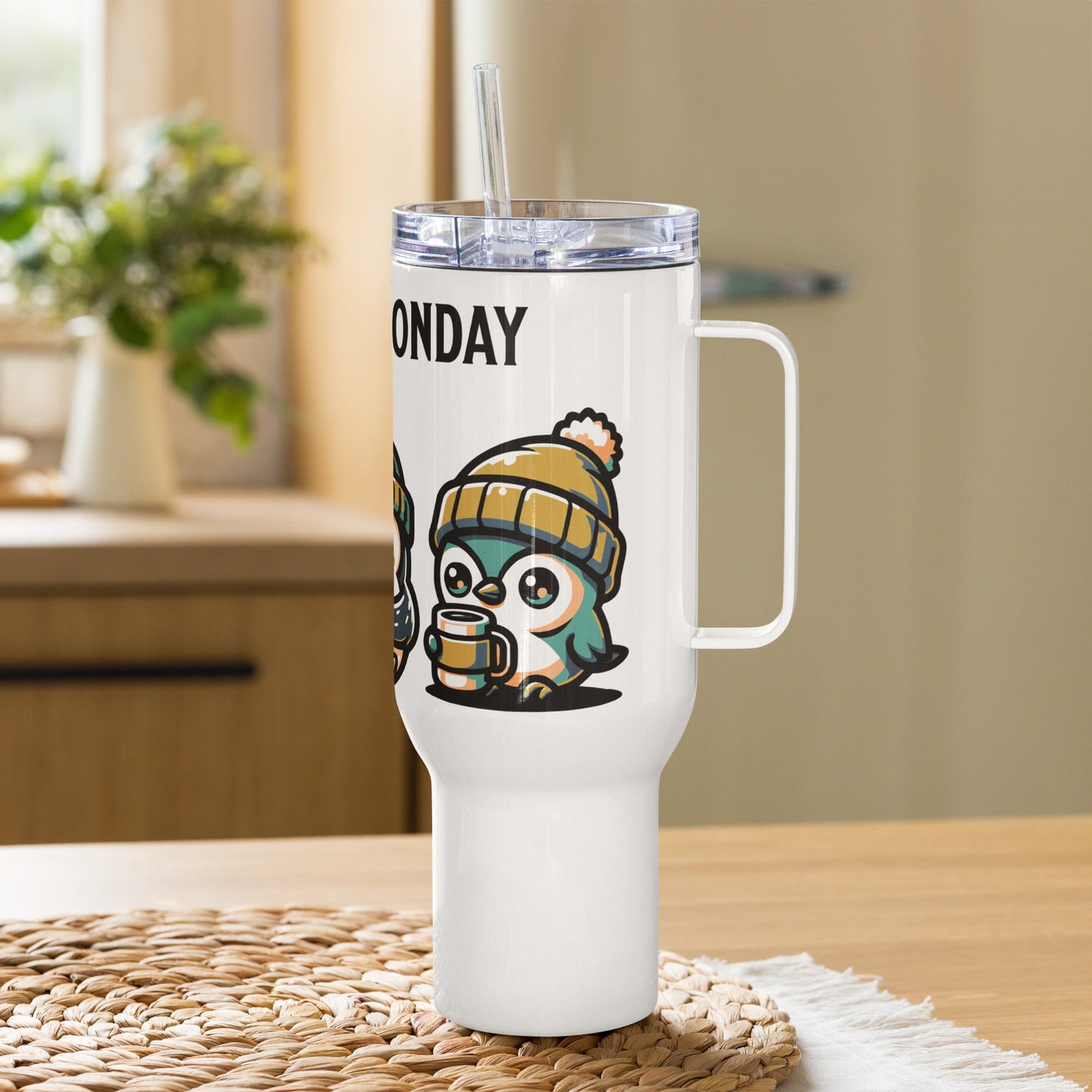 Coffee Monday (Green) Travel Mug With Handle (25 oz and 40 oz) - Travel Mug - Discovery Co.