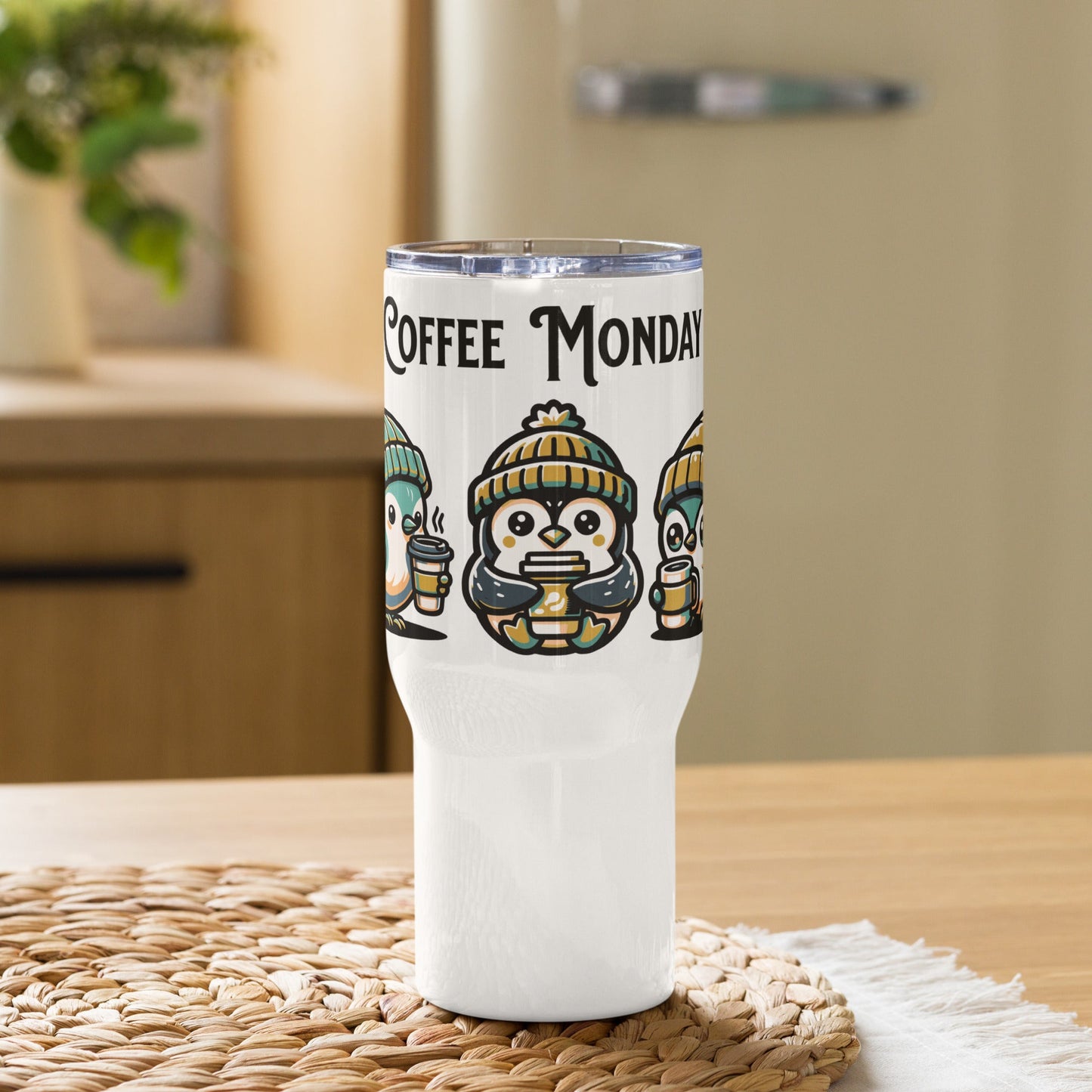 Coffee Monday (Green) Travel Mug With Handle (25 oz and 40 oz) - Travel Mug - Discovery Co.