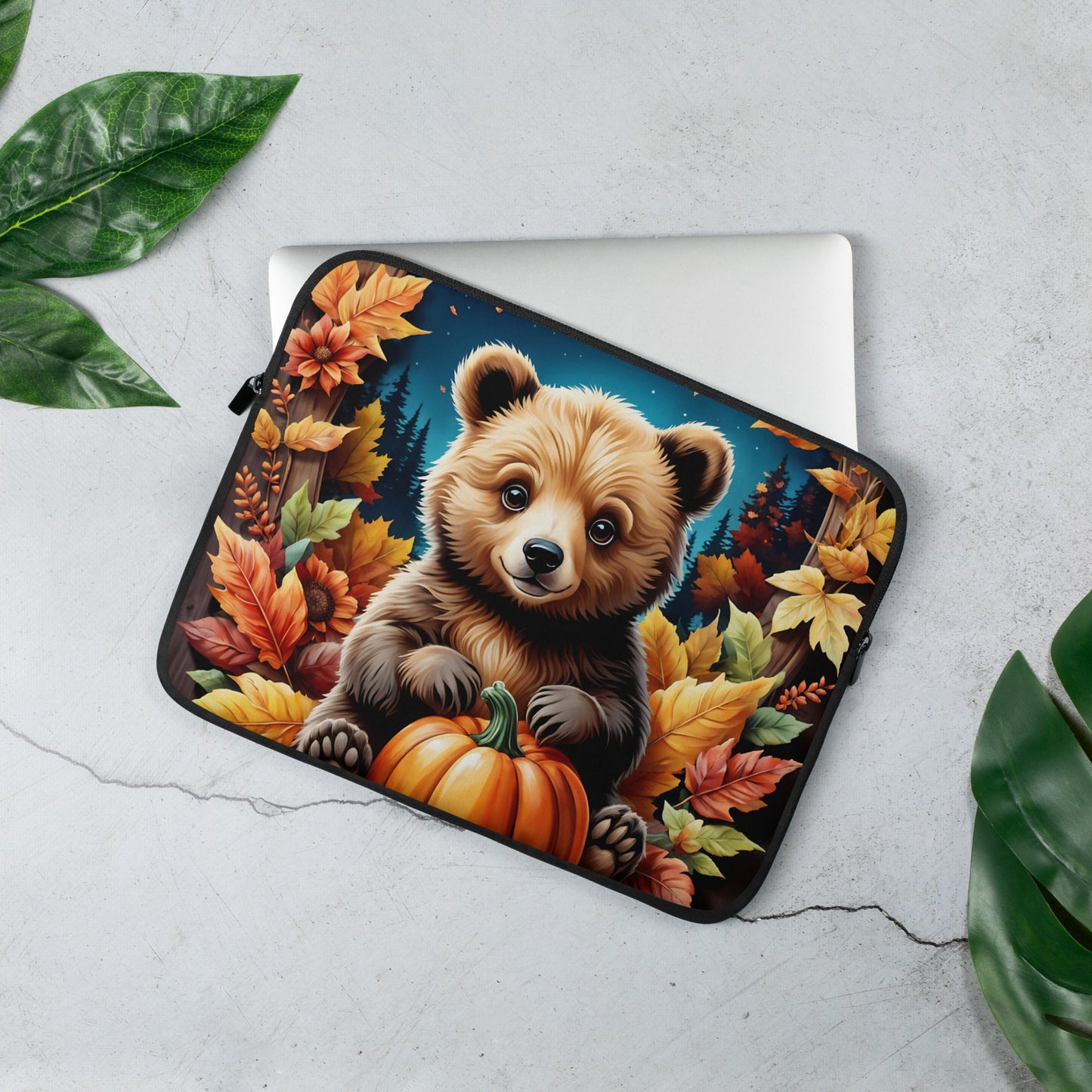 Cute Bear With Pumpkin Laptop Sleeve - Laptop Cases - Discovery Co.