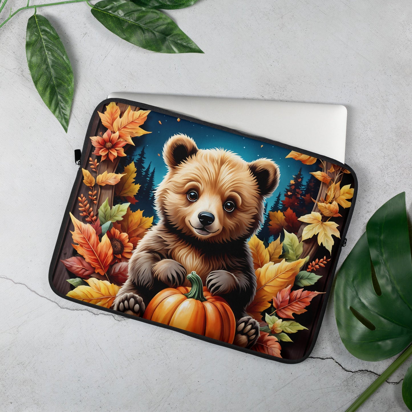 Cute Bear With Pumpkin Laptop Sleeve - Laptop Cases - Discovery Co.