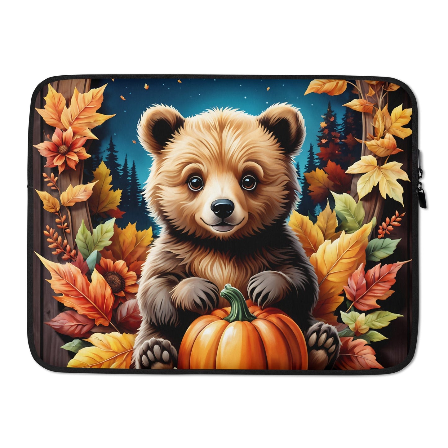 Cute Bear With Pumpkin Laptop Sleeve - Laptop Cases - Discovery Co.