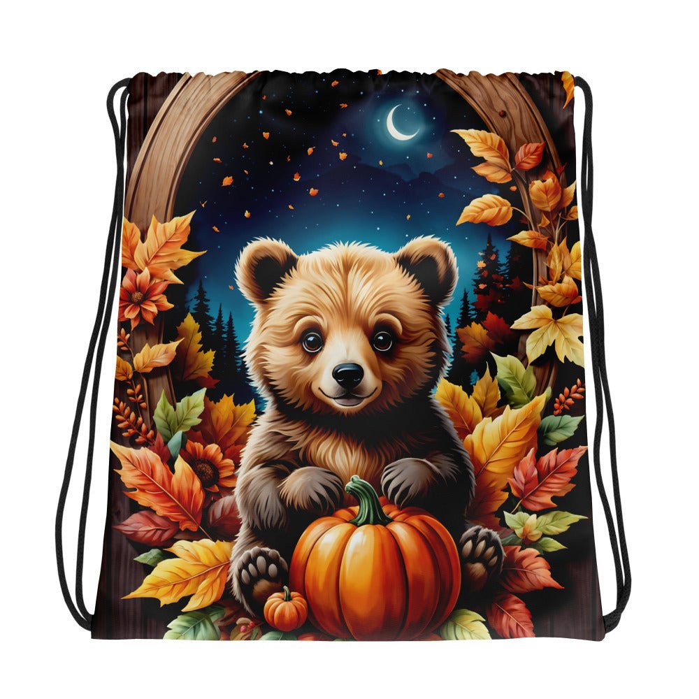 Cute Bear With Pumpkins Drawstring Bag - Drawstring Bag - Discovery Co.