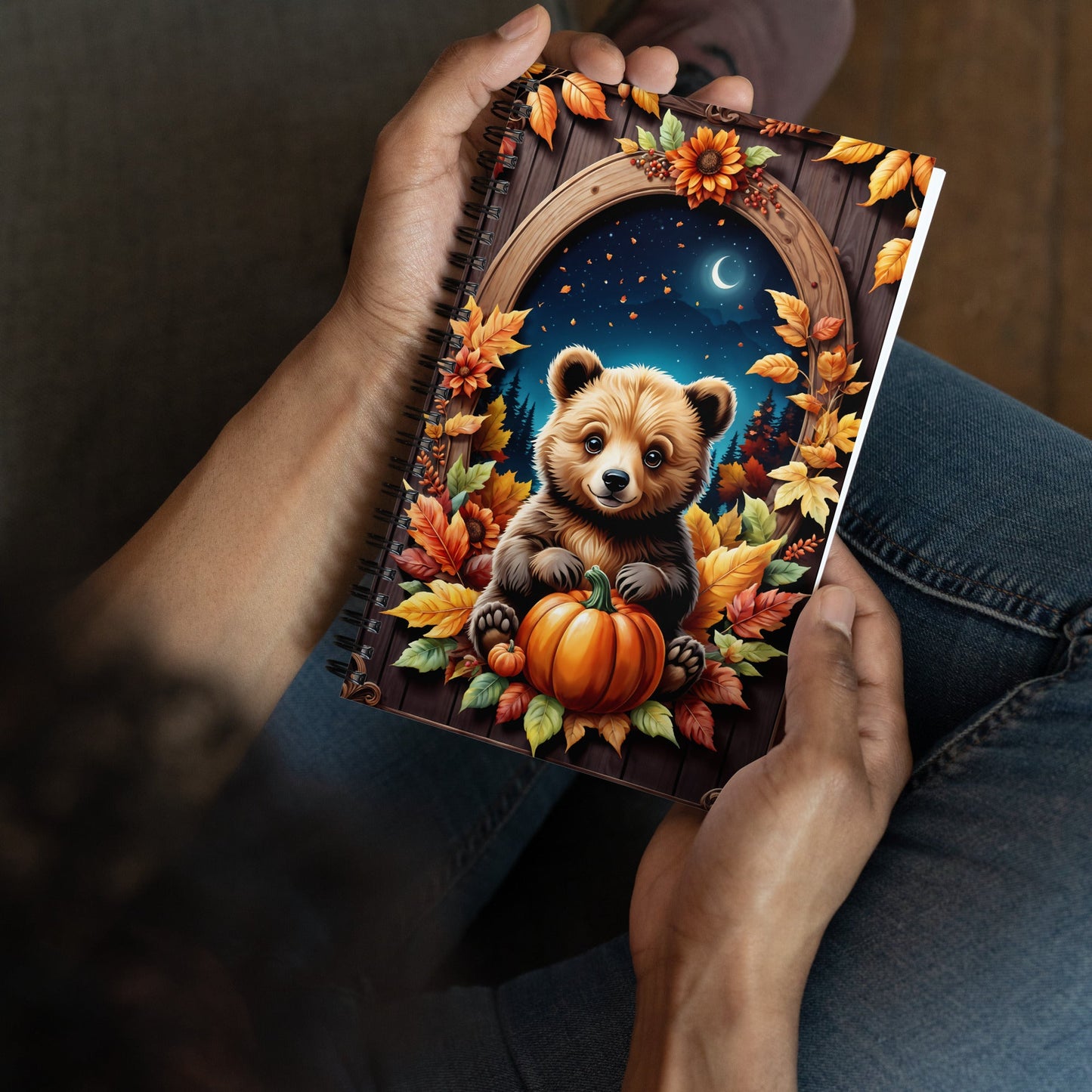 Cute Bear With Pumpkins Spiral Notebook - Spiral Notebooks - Discovery Co.