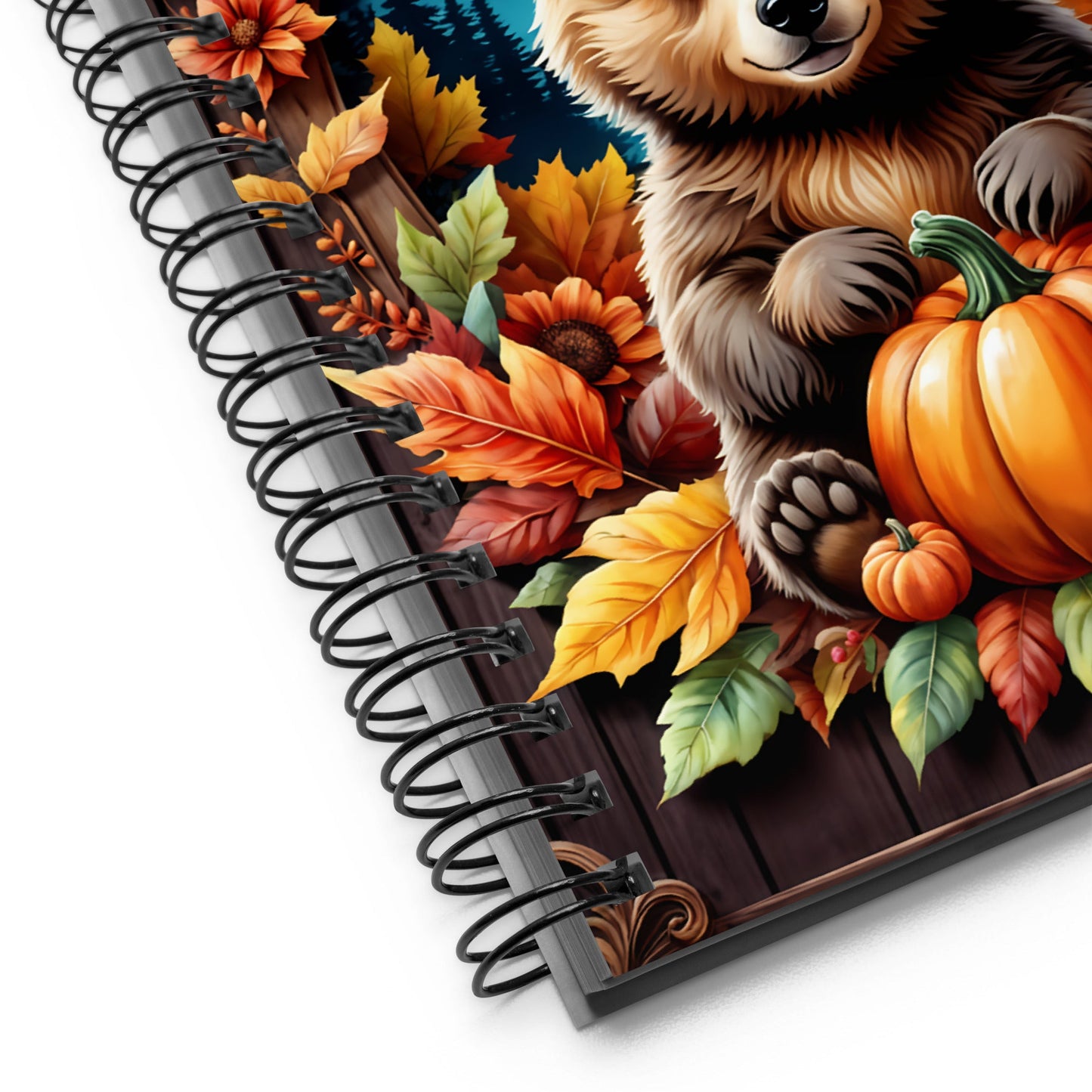 Cute Bear With Pumpkins Spiral Notebook - Spiral Notebooks - Discovery Co.
