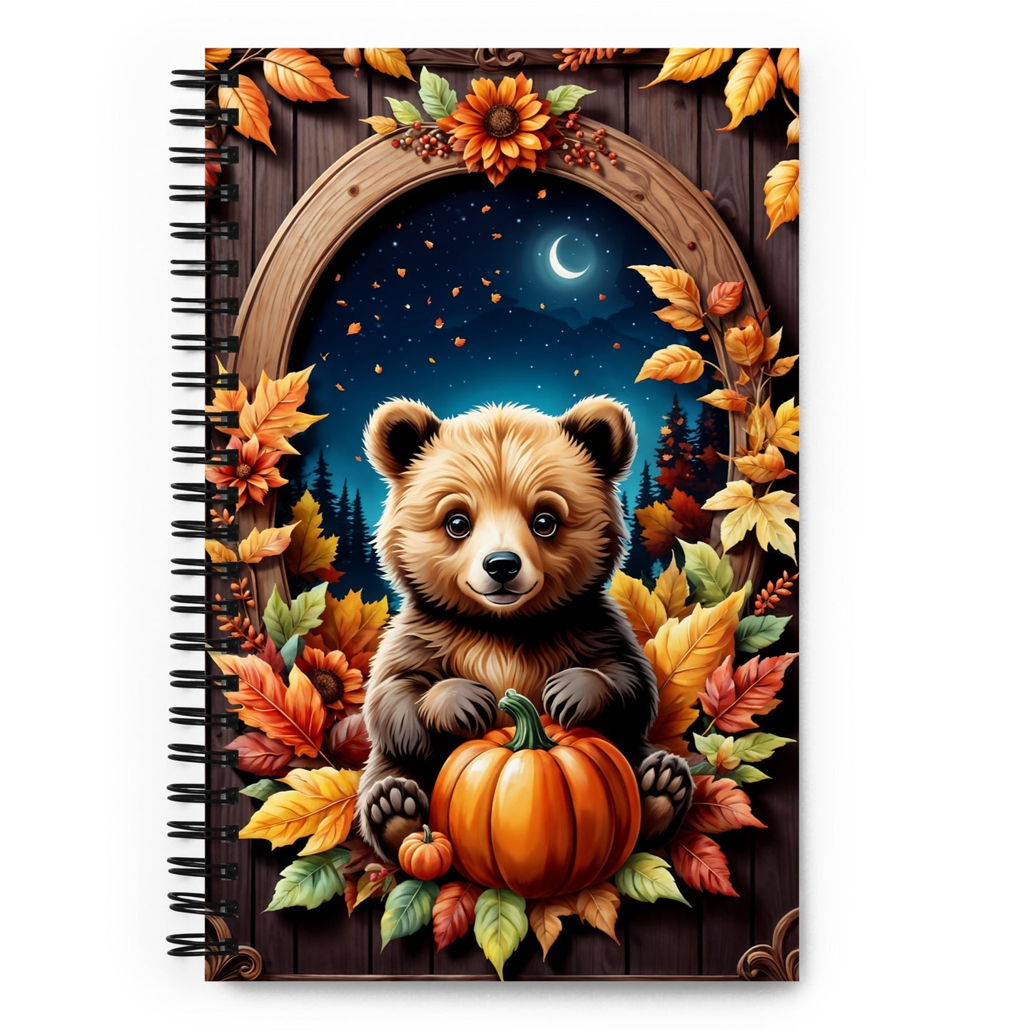 Cute Bear With Pumpkins Spiral Notebook - Spiral Notebooks - Discovery Co.
