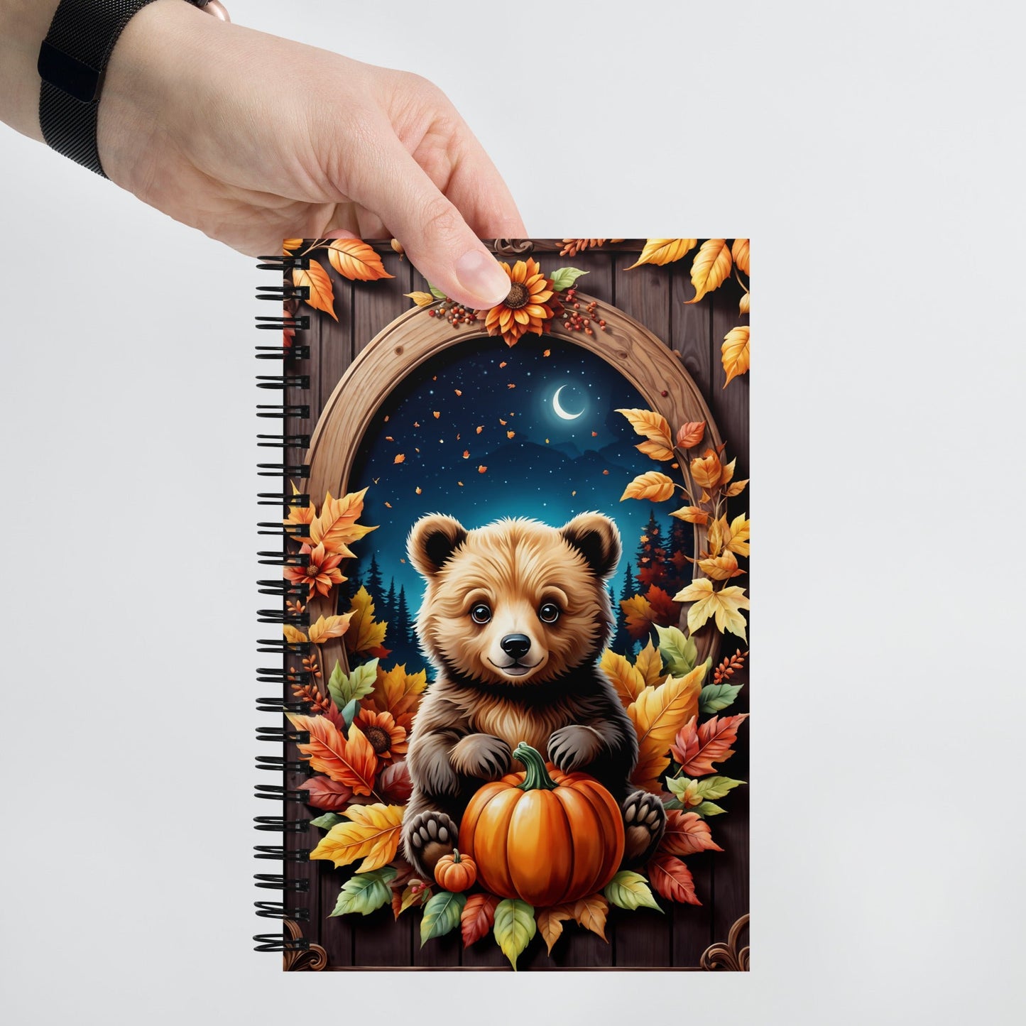 Cute Bear With Pumpkins Spiral Notebook - Spiral Notebooks - Discovery Co.